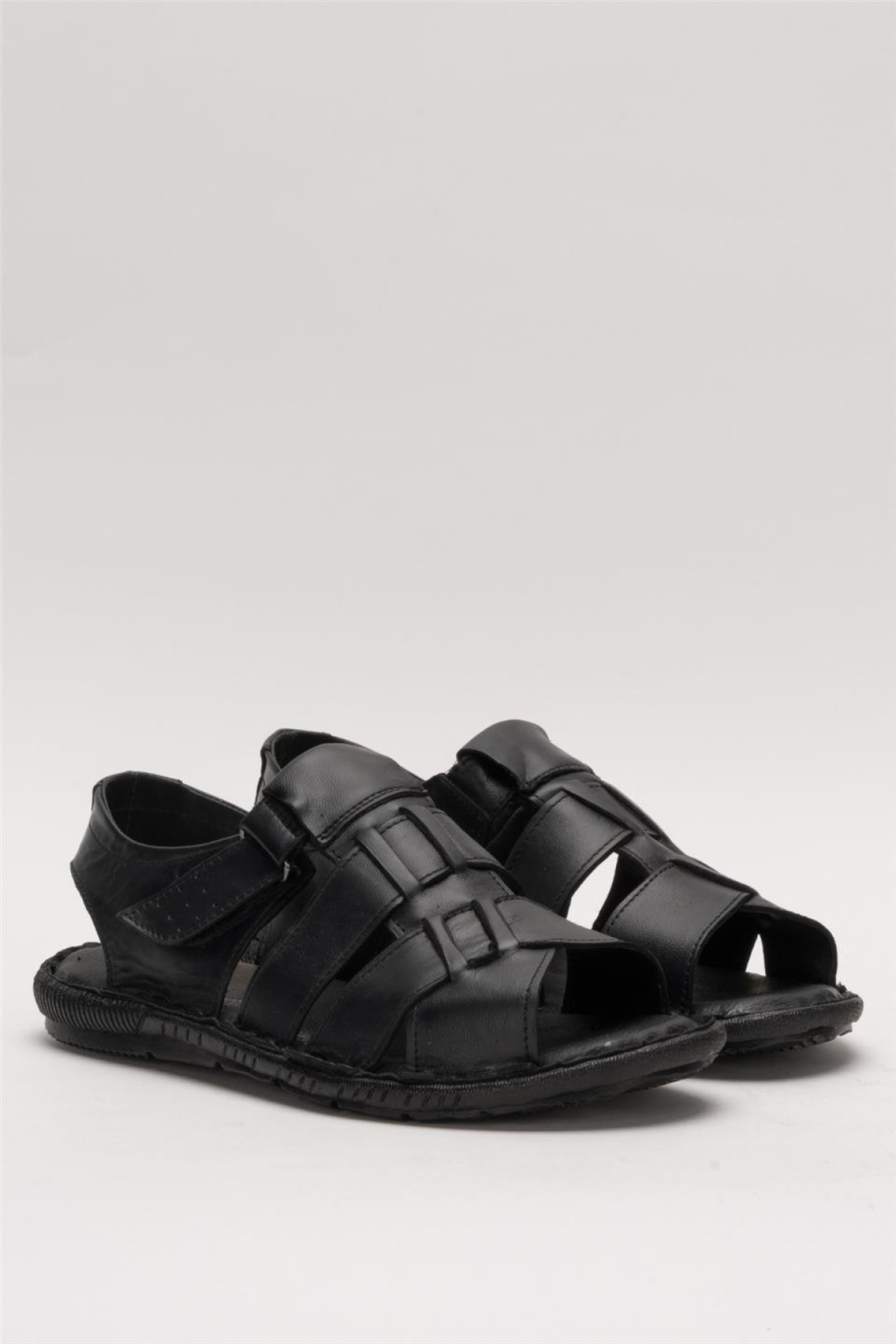 Erkek İçi Dışı Hakiki Deri Ortopetik Yazlık Esnek ve Çok Hafif Günlük Ayakkabı Sandalet SİYAH - Görsel 4