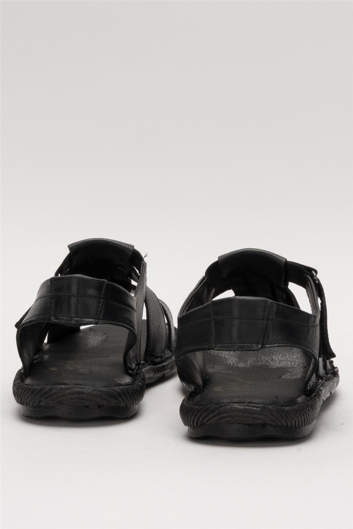 Erkek İçi Dışı Hakiki Deri Ortopetik Yazlık Esnek ve Çok Hafif Günlük Ayakkabı Sandalet SİYAH - Görsel 5