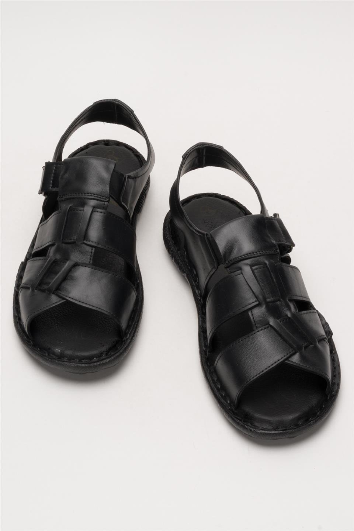 Erkek İçi Dışı Hakiki Deri Ortopetik Yazlık Esnek ve Çok Hafif Günlük Ayakkabı Sandalet SİYAH - Görsel 7