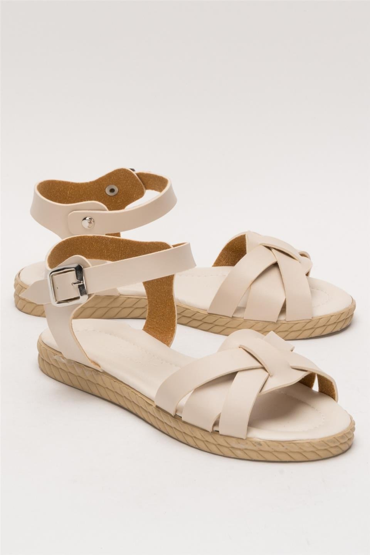 Günlük Şık Rahat Kadın Sandalet BEJ - Görsel 3