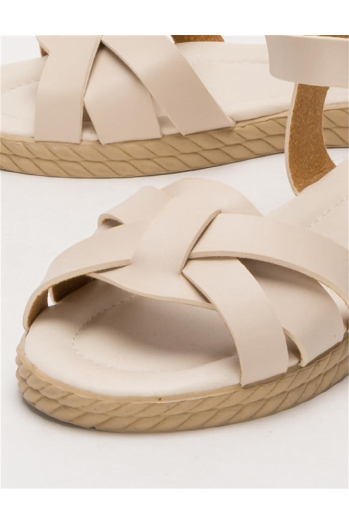 Günlük Şık Rahat Kadın Sandalet BEJ - Görsel 6