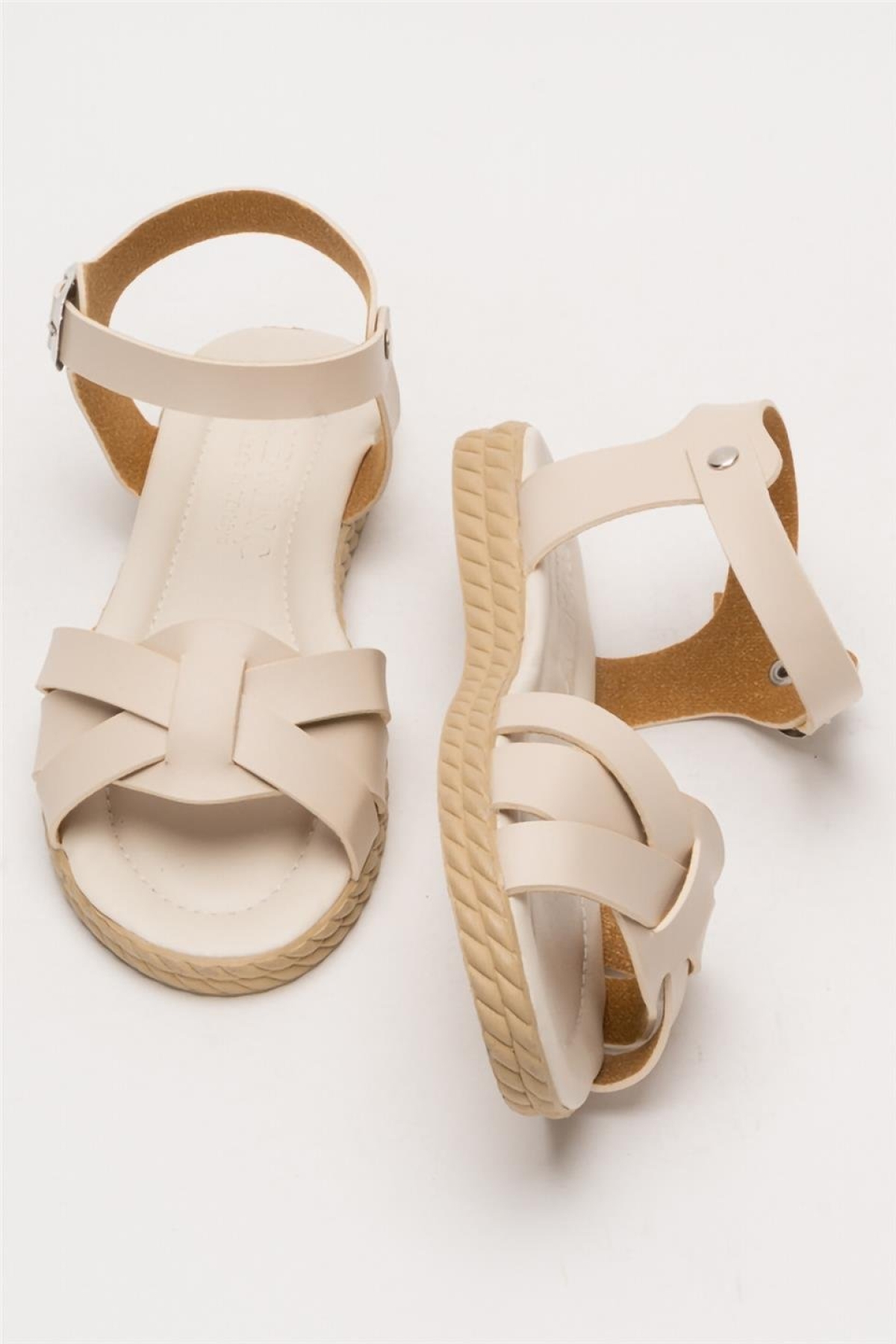 Günlük Şık Rahat Kadın Sandalet BEJ - Görsel 8