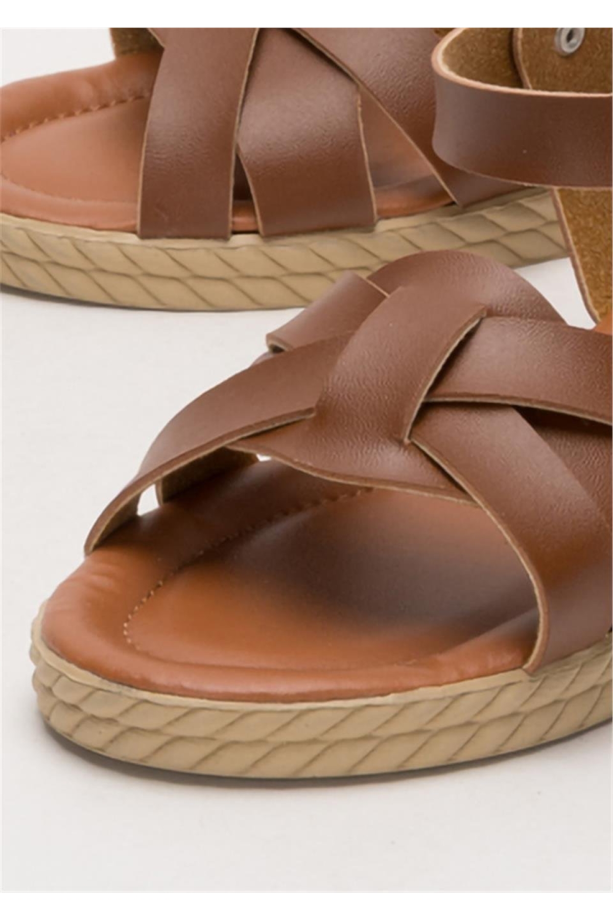 Günlük Şık Rahat Kadın Sandalet TABA - Görsel 6