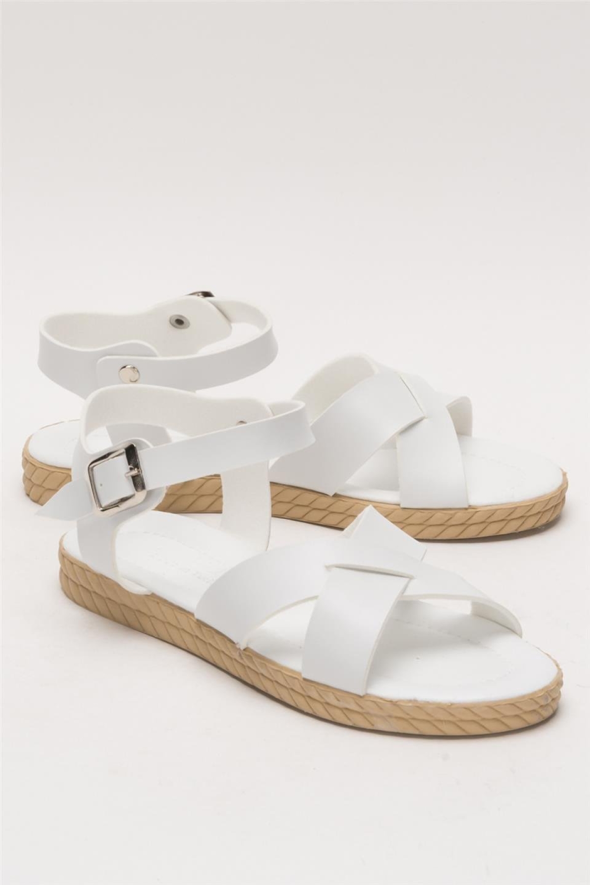 Günlük Şık Rahat Kadın Sandalet BEYAZ - Görsel 3