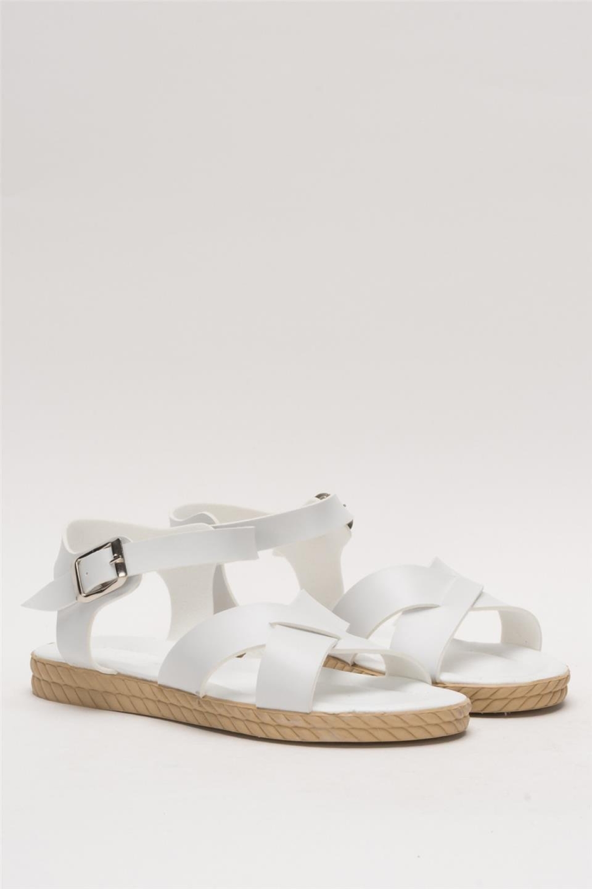 Günlük Şık Rahat Kadın Sandalet BEYAZ - Görsel 4