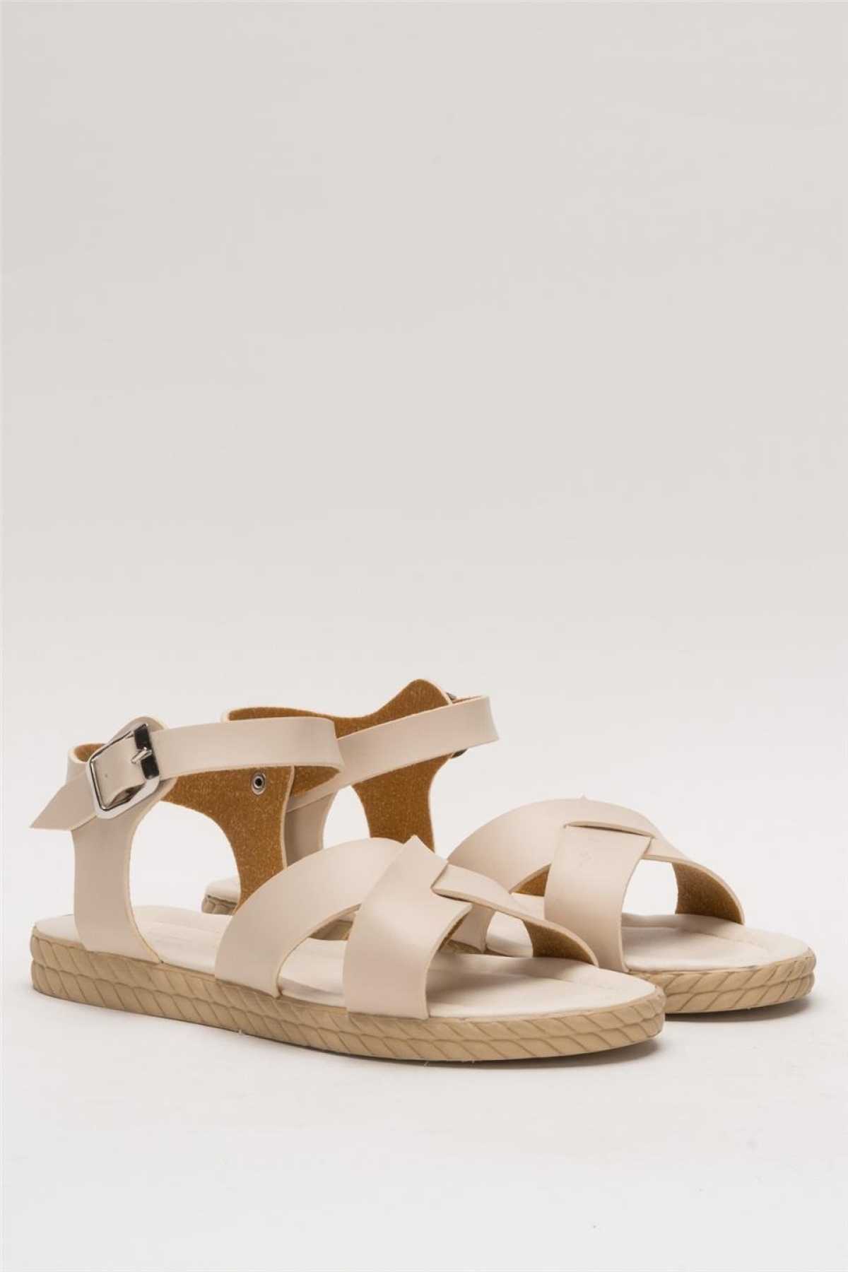 Günlük Şık Rahat Kadın Sandalet BEJ - Görsel 4