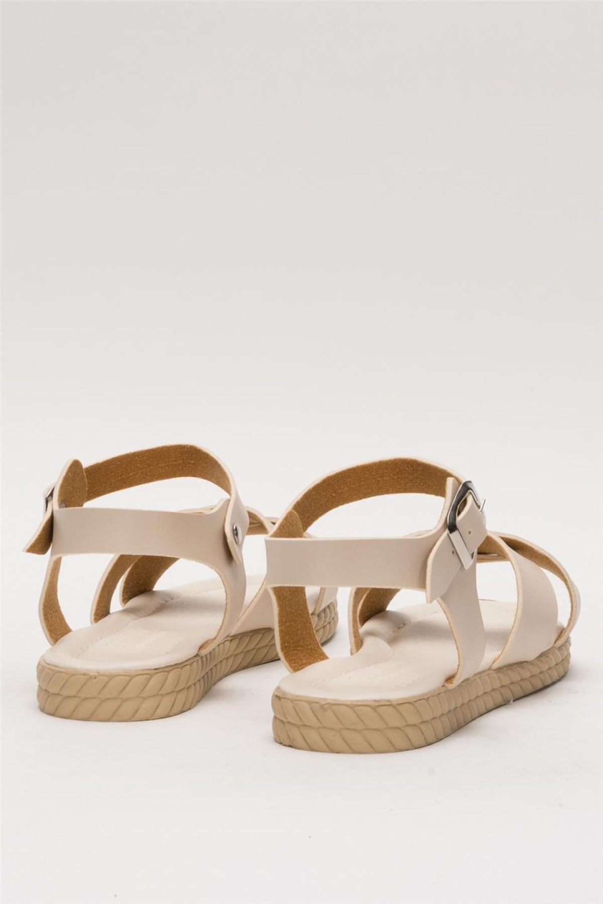Günlük Şık Rahat Kadın Sandalet BEJ - Görsel 5