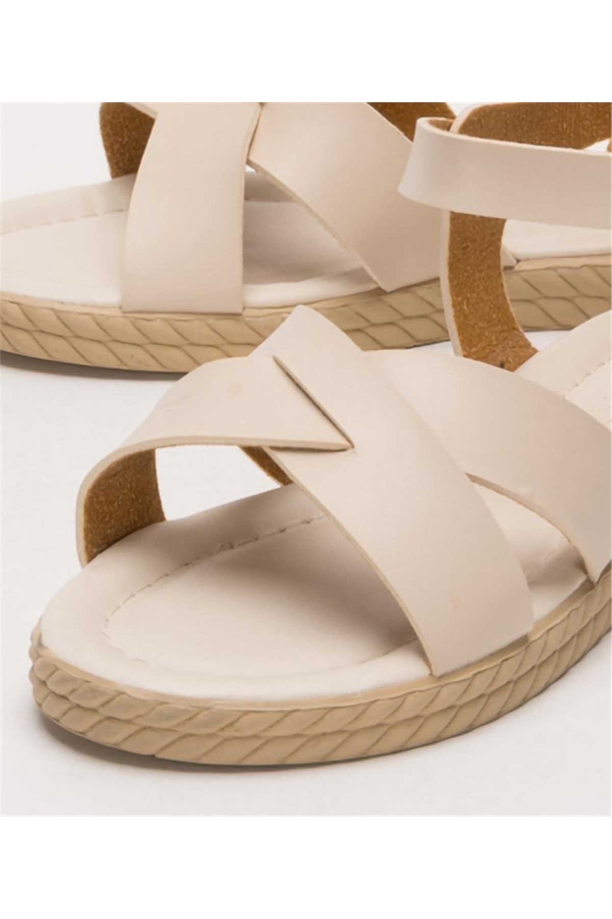 Günlük Şık Rahat Kadın Sandalet BEJ - Görsel 6