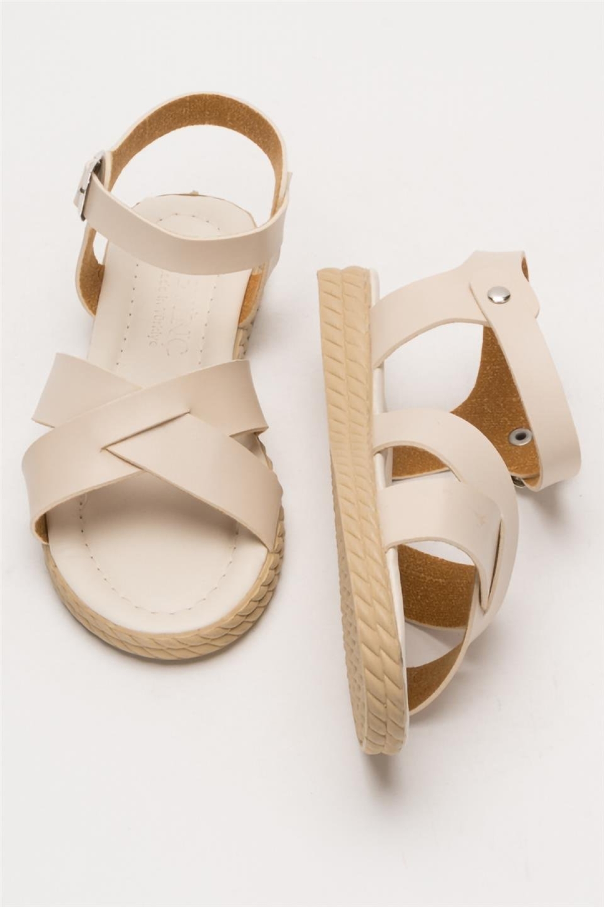 Günlük Şık Rahat Kadın Sandalet BEJ - Görsel 8