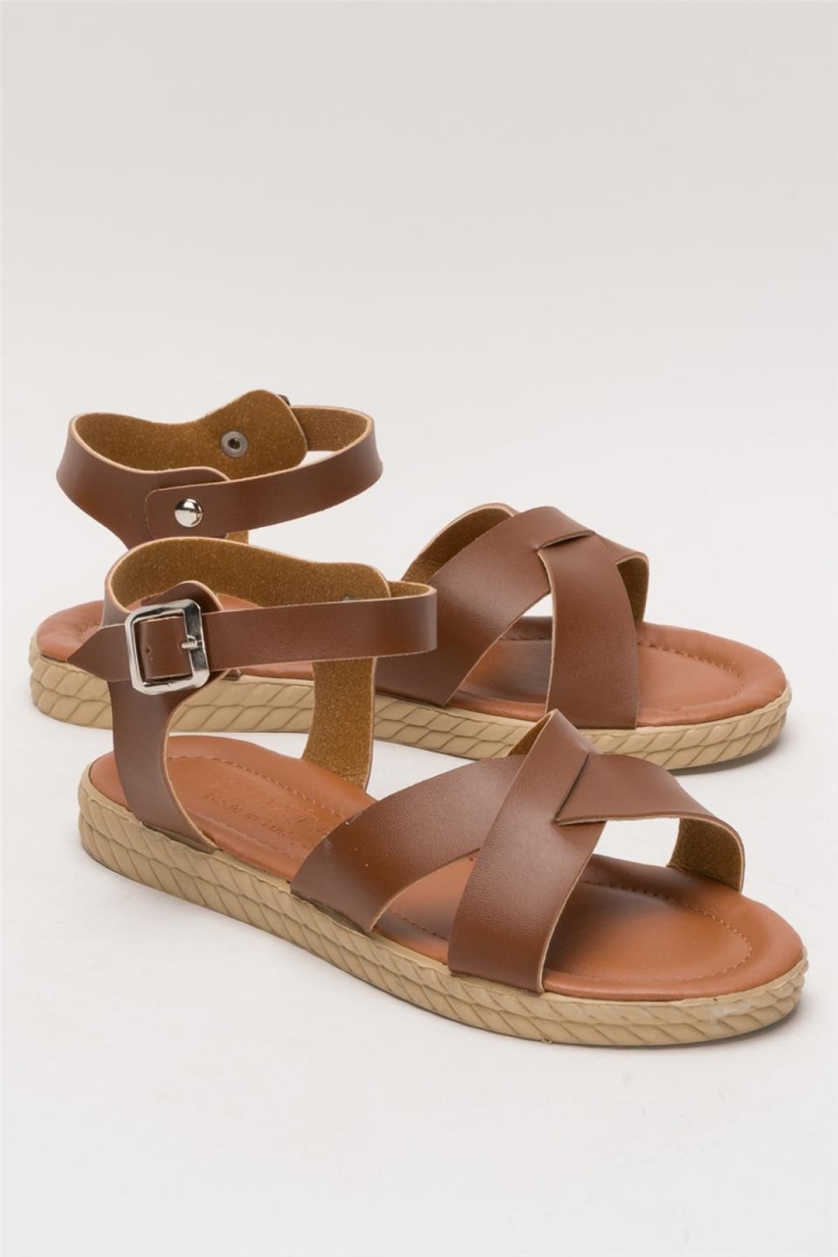 Günlük Şık Rahat Kadın Sandalet TABA - Görsel 3