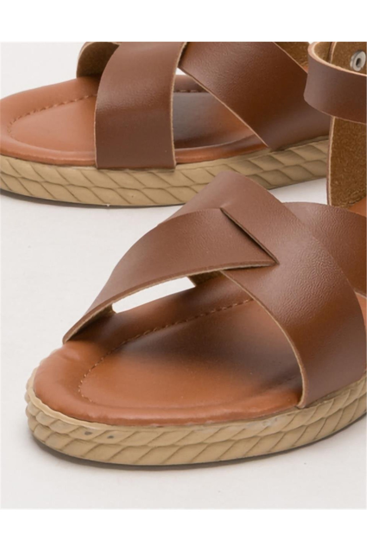Günlük Şık Rahat Kadın Sandalet TABA - Görsel 6
