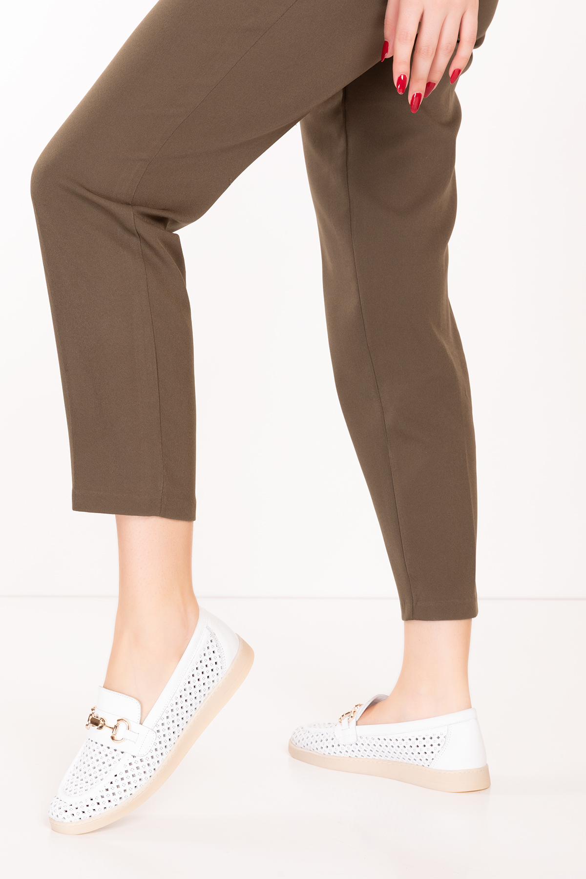 Gondol Kadın Hakiki Deri Yazlı Lazer Delikli Şık Loafer anl.2999 - Görsel 3