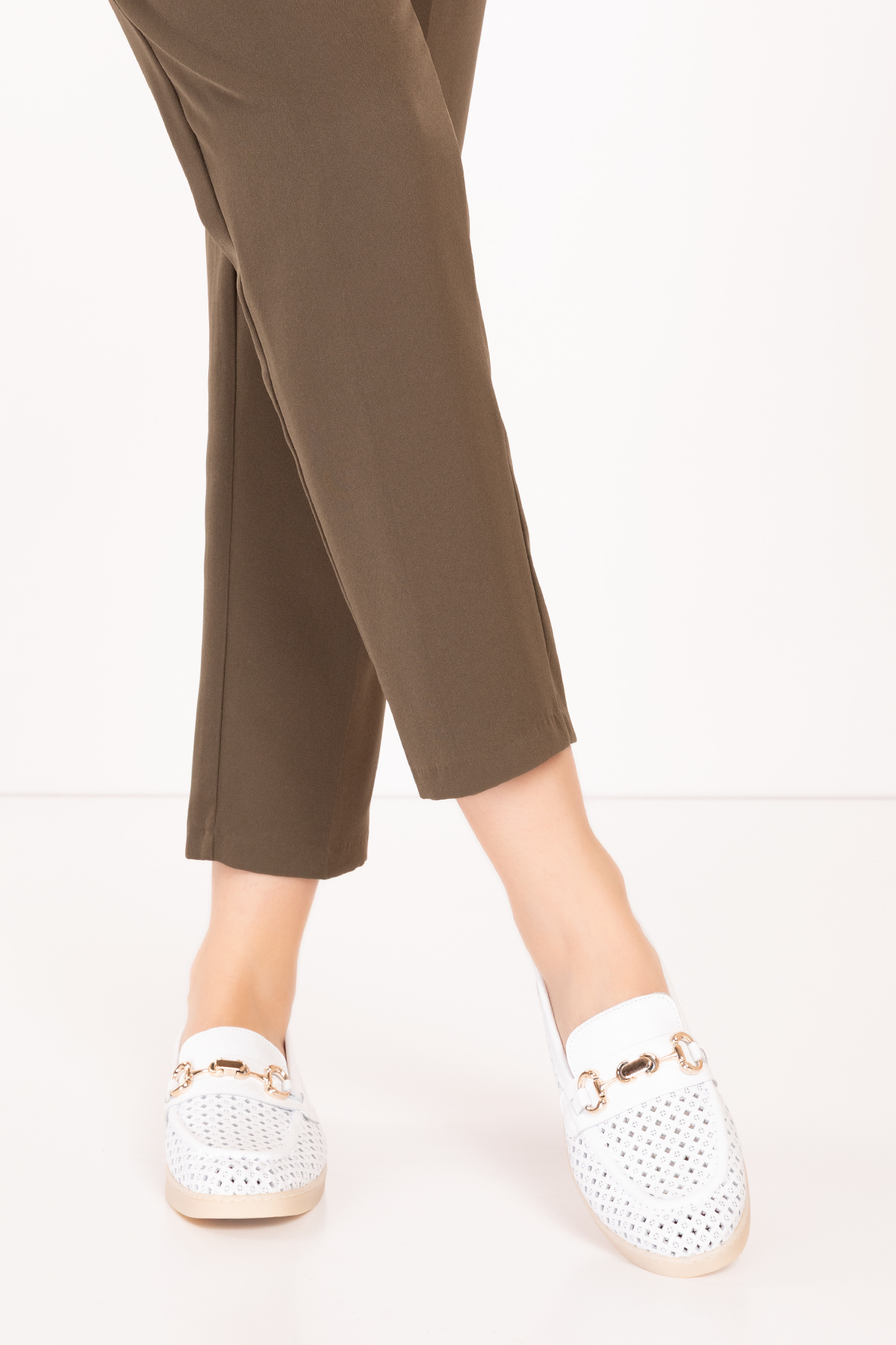 Gondol Kadın Hakiki Deri Yazlı Lazer Delikli Şık Loafer anl.2999 - Görsel 5