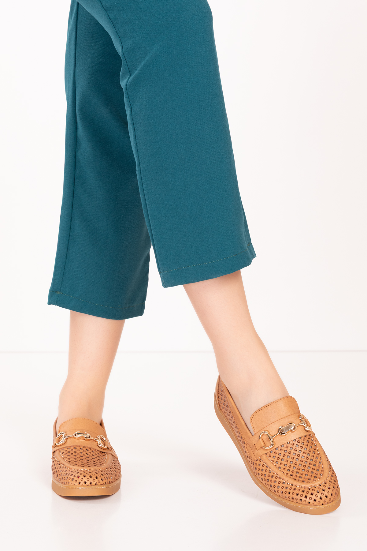 Gondol Kadın Hakiki Deri Yazlı Lazer Delikli Şık Loafer anl.2999 - Görsel 6