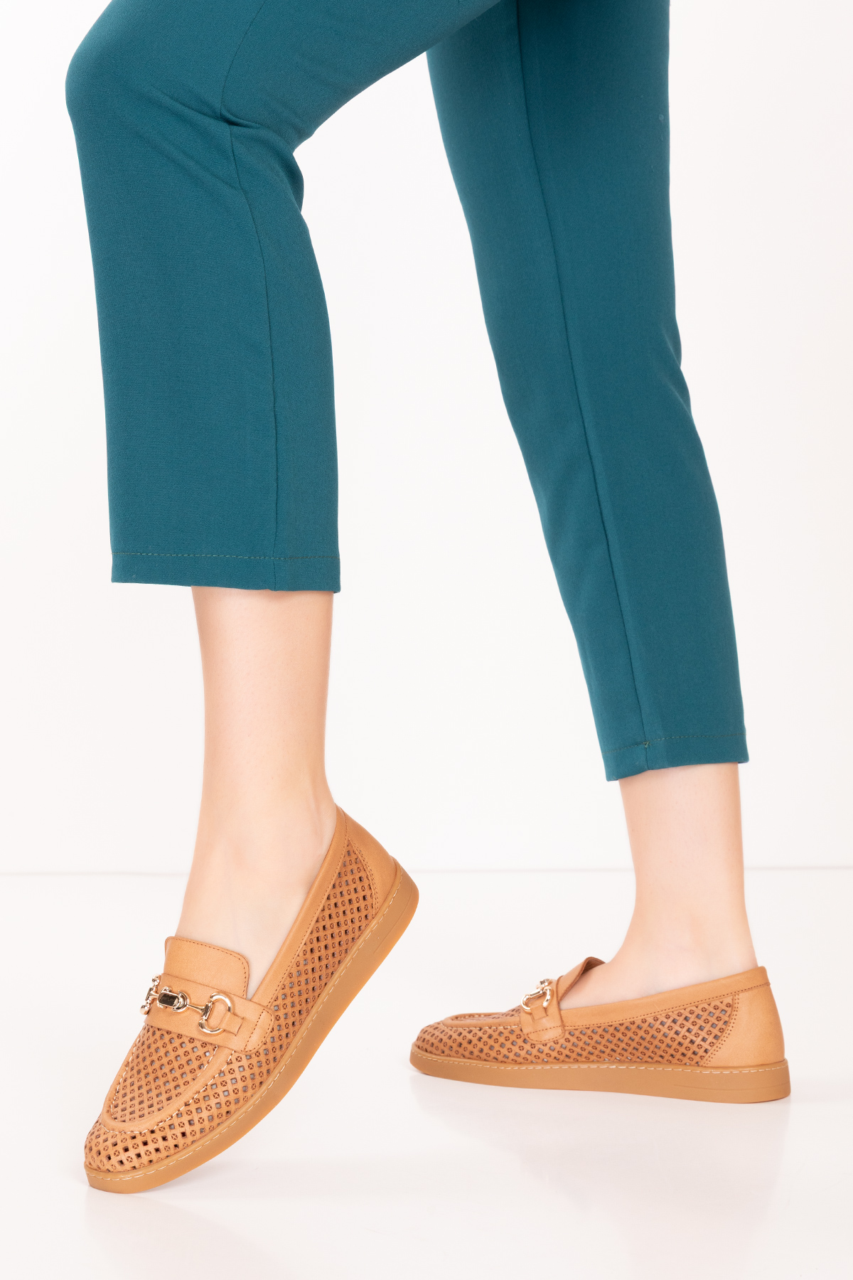 Gondol Kadın Hakiki Deri Yazlı Lazer Delikli Şık Loafer anl.2999 - Görsel 7