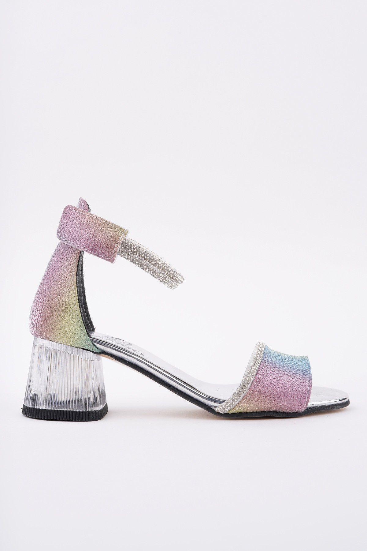 NOŞA Bilekten Bağlamalı Simli Kız Çocuk Kısa Topuklu Ayakkabı - Görsel 2