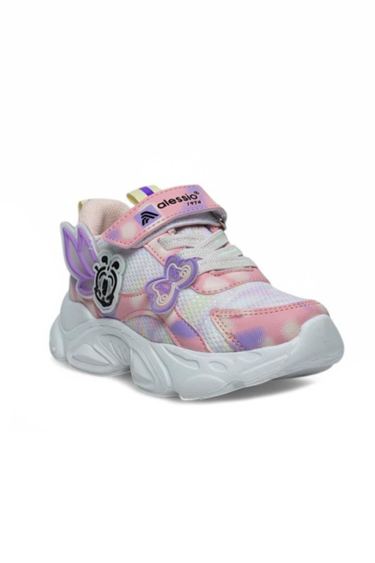 034-25 Simli Kelebek Kız Çocuk Sneaker Pembe Beyaz 26-30 - Görsel 3