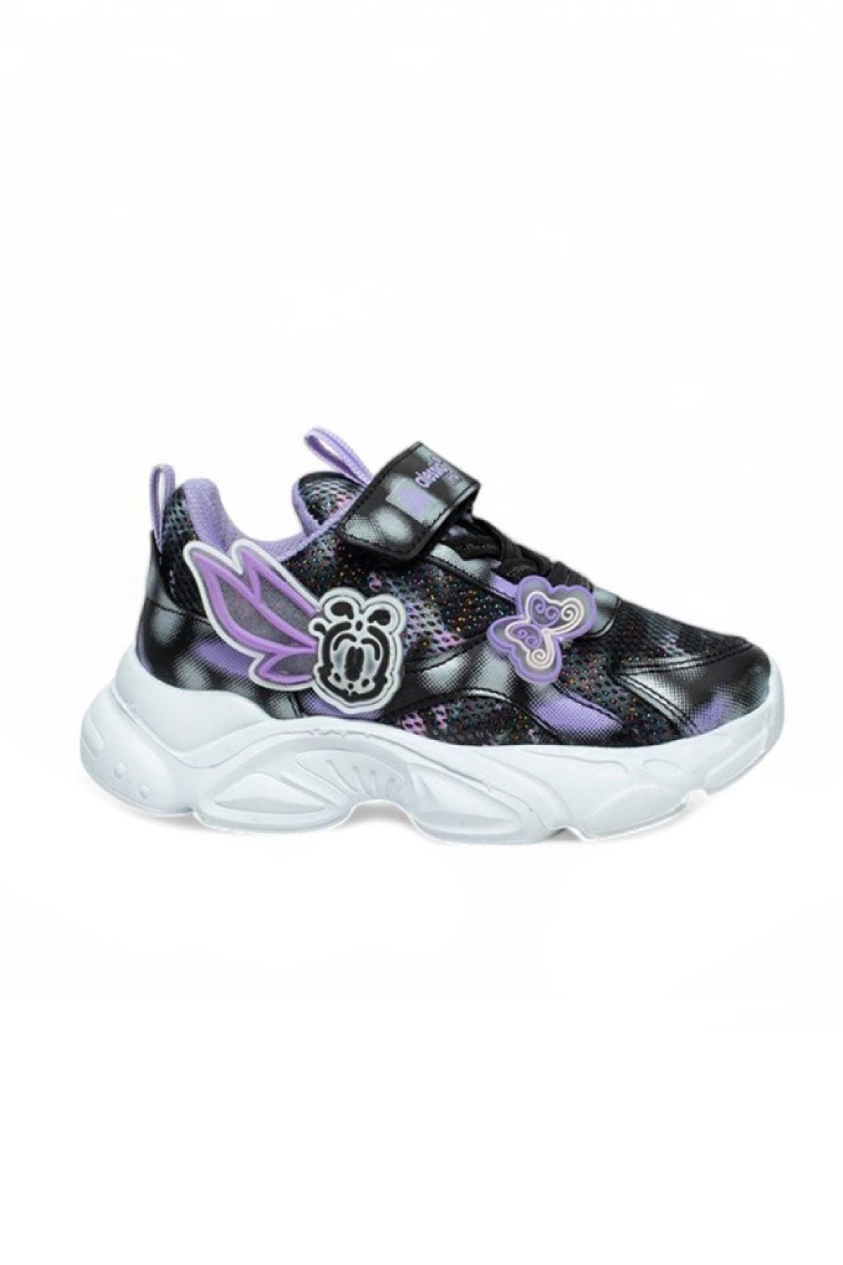 034-25 Simli Kelebek Kız Çocuk Sneaker Lila Siyah Beyaz 26-30 - Görsel 3