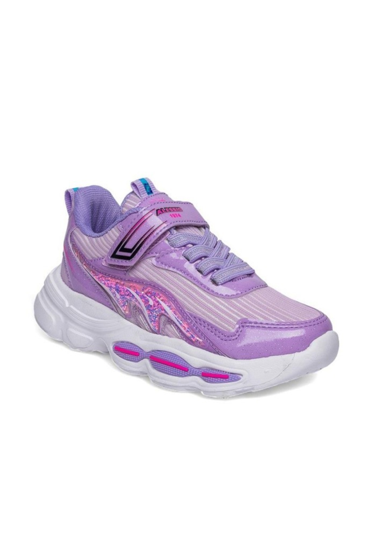 010-25 Simli Maskotlu Kız Çocuk Sneaker Lila Pembe 31-35 - Görsel 3