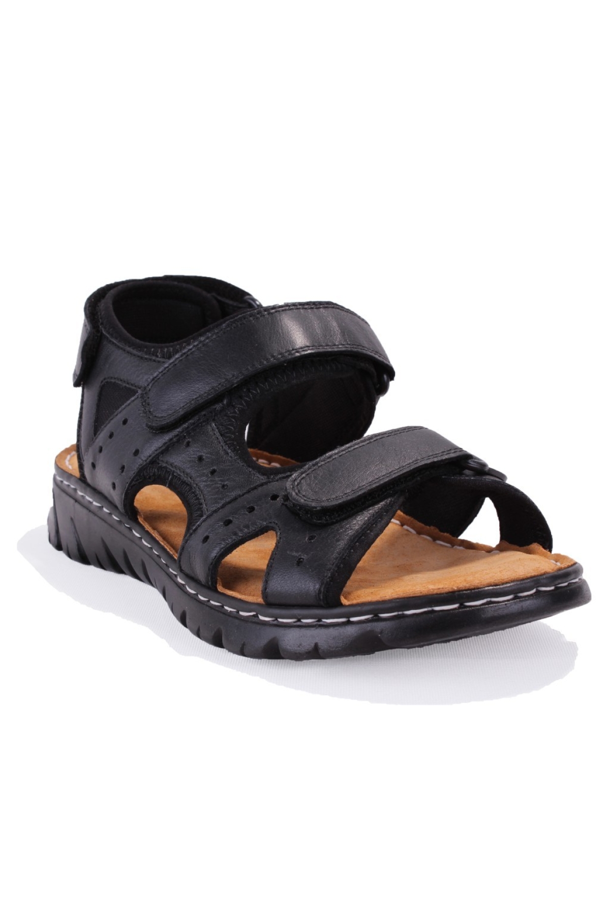 DMA77-051 Siyah Ortopedik Günlük Erkek Deri Sandalet - Görsel 3