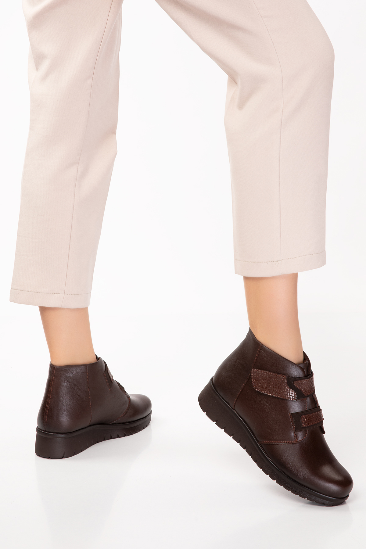 Gondol Kadın Hakiki Deri Cırtlı Kolay Giyim Bot elnr.2126 - Görsel 4