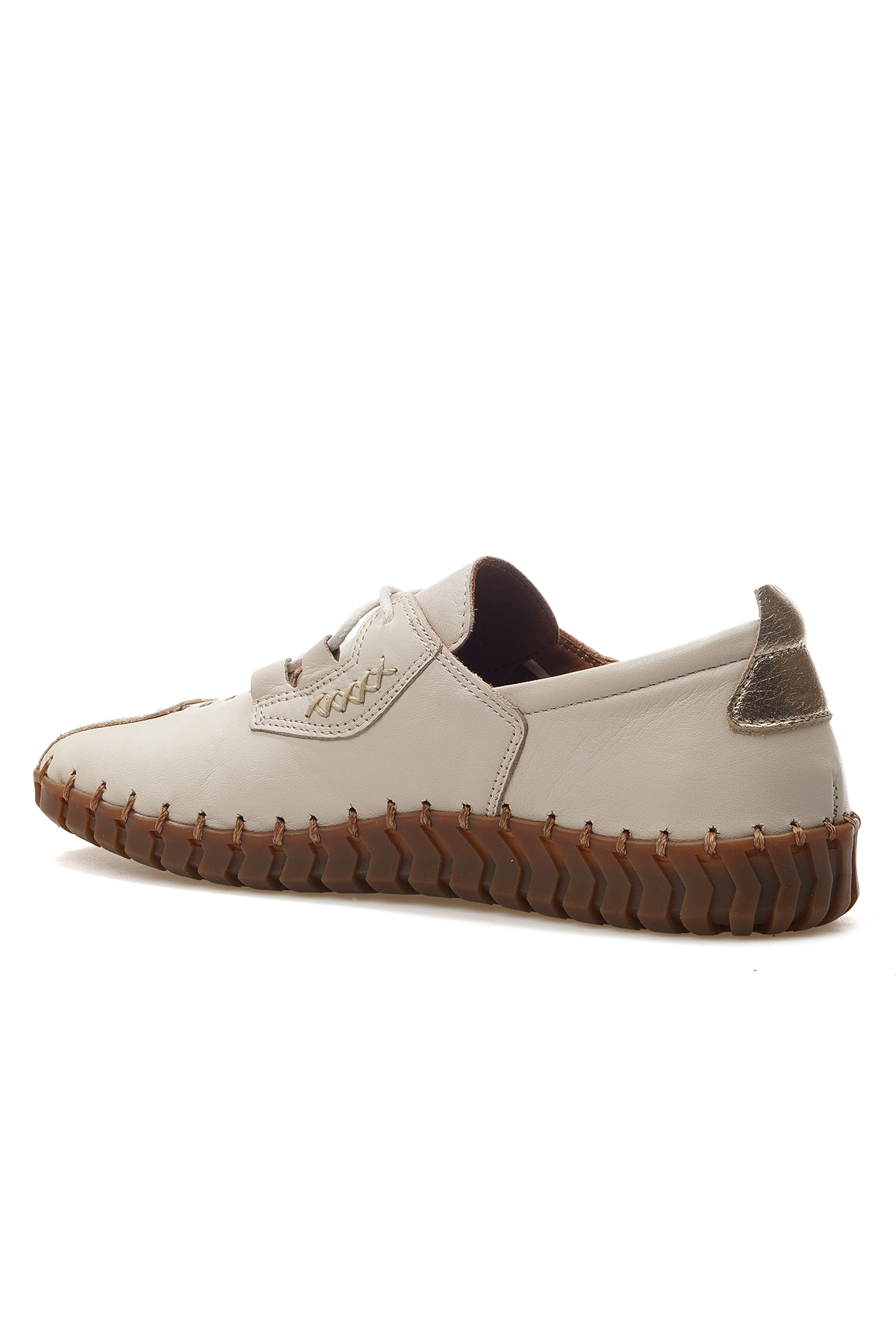 Kadın Hakiki Deri Ortopedik Taban Casual Ayakkabı 25y 2010724y Z Bej - Görsel 4