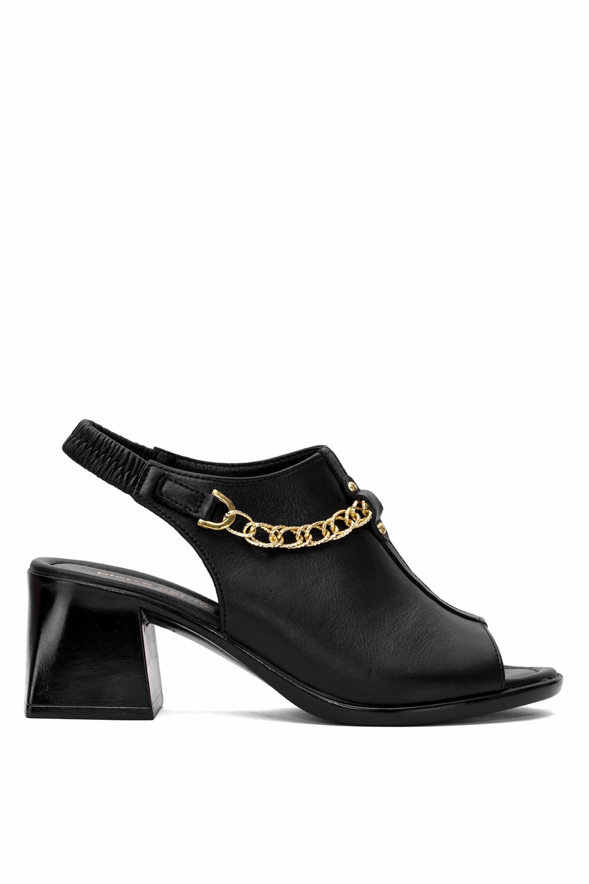 PC-54632 Kadın Hakiki Deri Topuklu Sandalet Siyah - Görsel 2