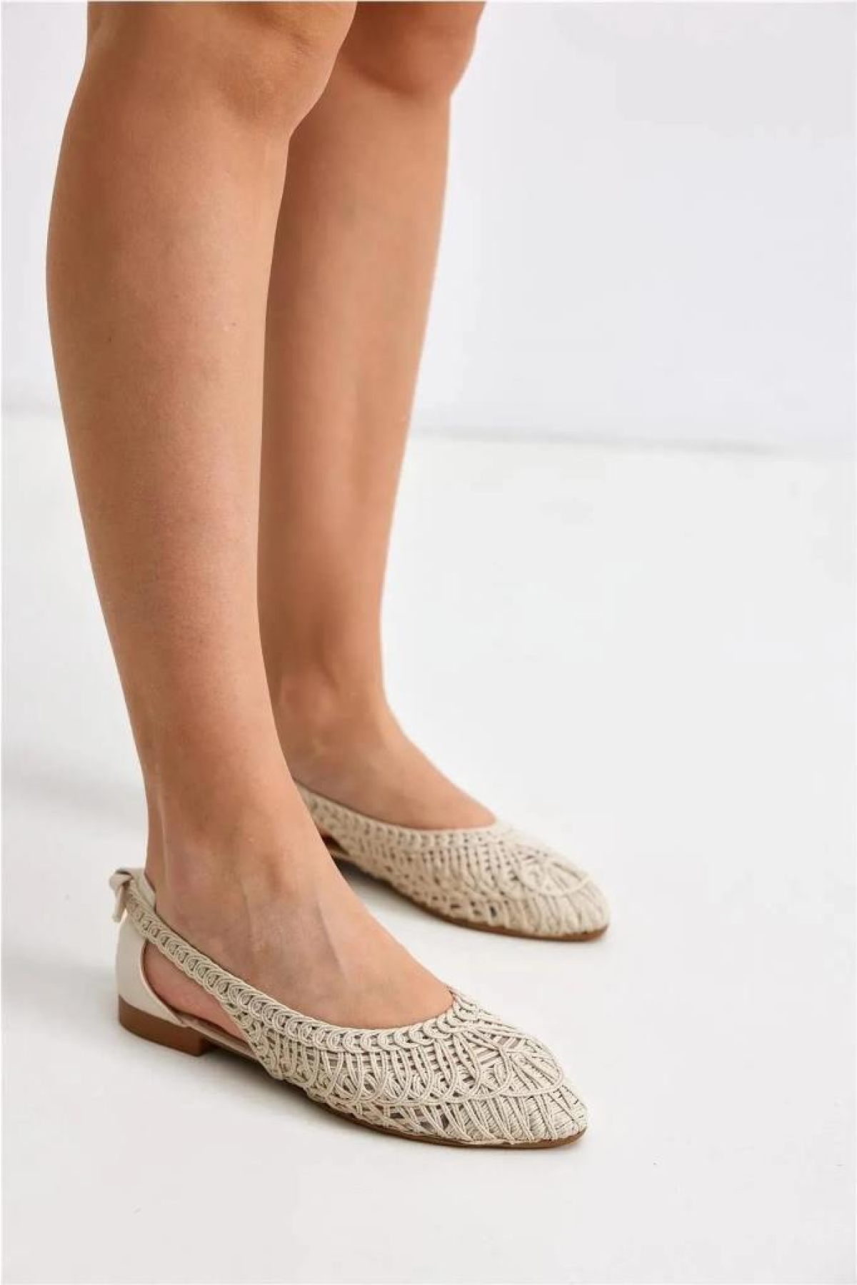 Sprs 02694 Günlük Kadın Hasırlı Babet Ayakkabı - Görsel 2