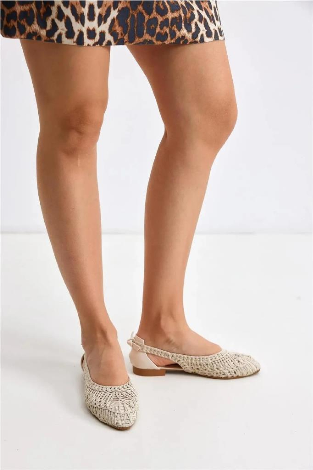 Sprs 02694 Günlük Kadın Hasırlı Babet Ayakkabı - Görsel 5