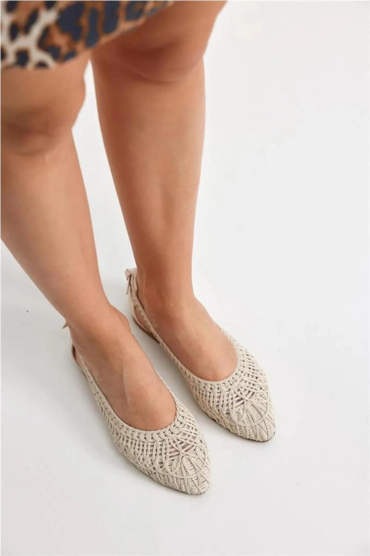 Sprs 02694 Günlük Kadın Hasırlı Babet Ayakkabı - Görsel 6