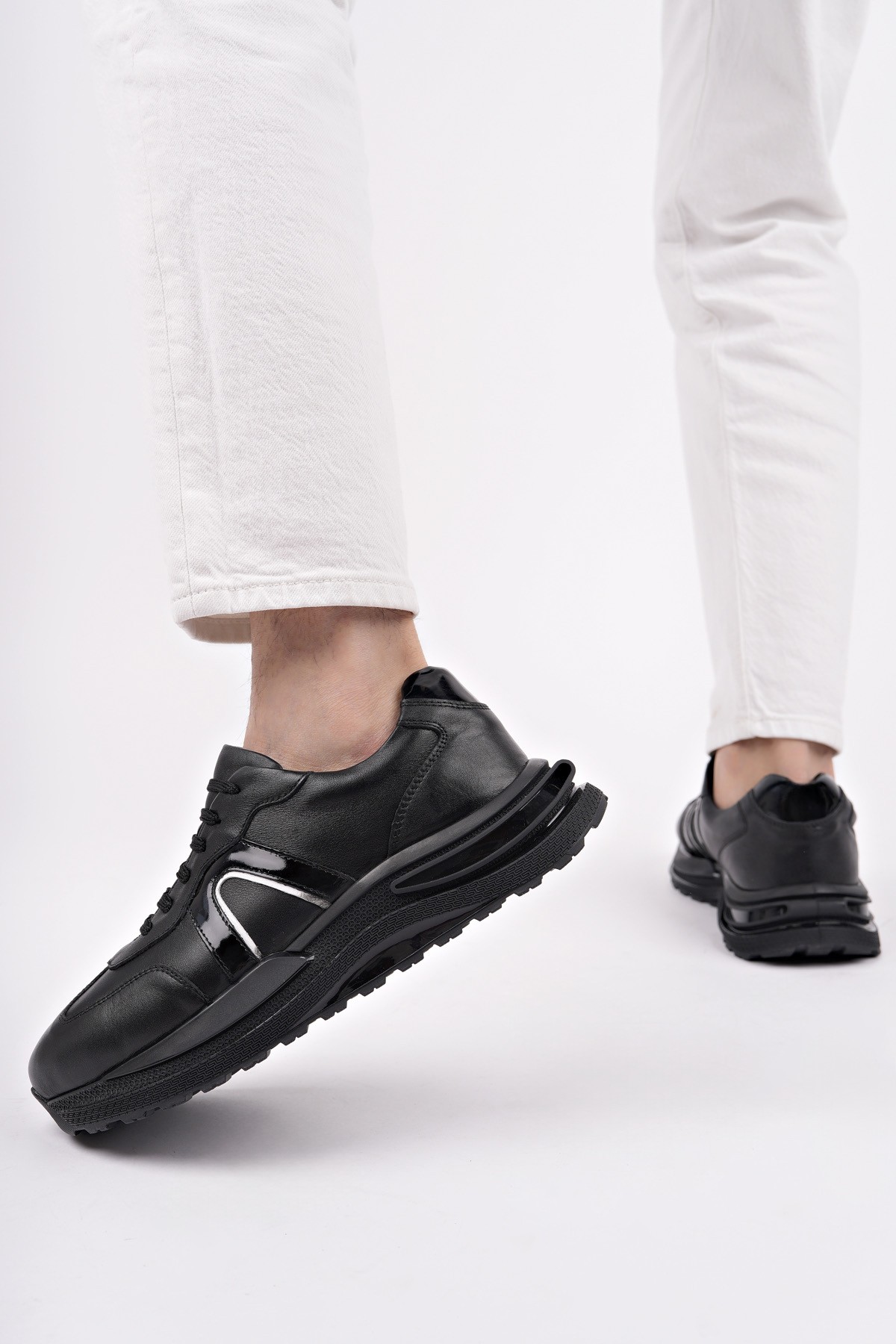 BRUNO Bağcıklı Hakiki Deri Kalın Taban Erkek Günlük Sneaker Spor Ayakkabı - Görsel 2