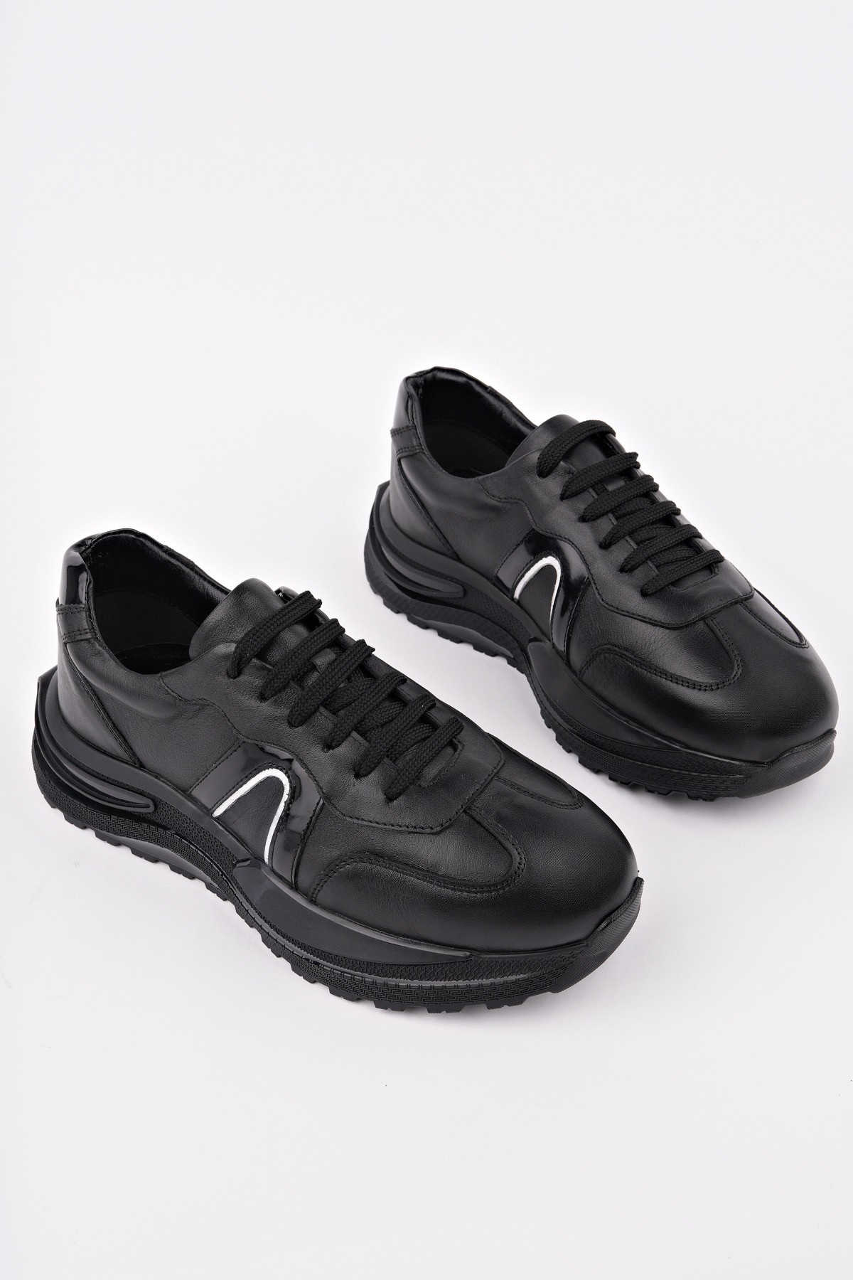 BRUNO Bağcıklı Hakiki Deri Kalın Taban Erkek Günlük Sneaker Spor Ayakkabı - Görsel 4