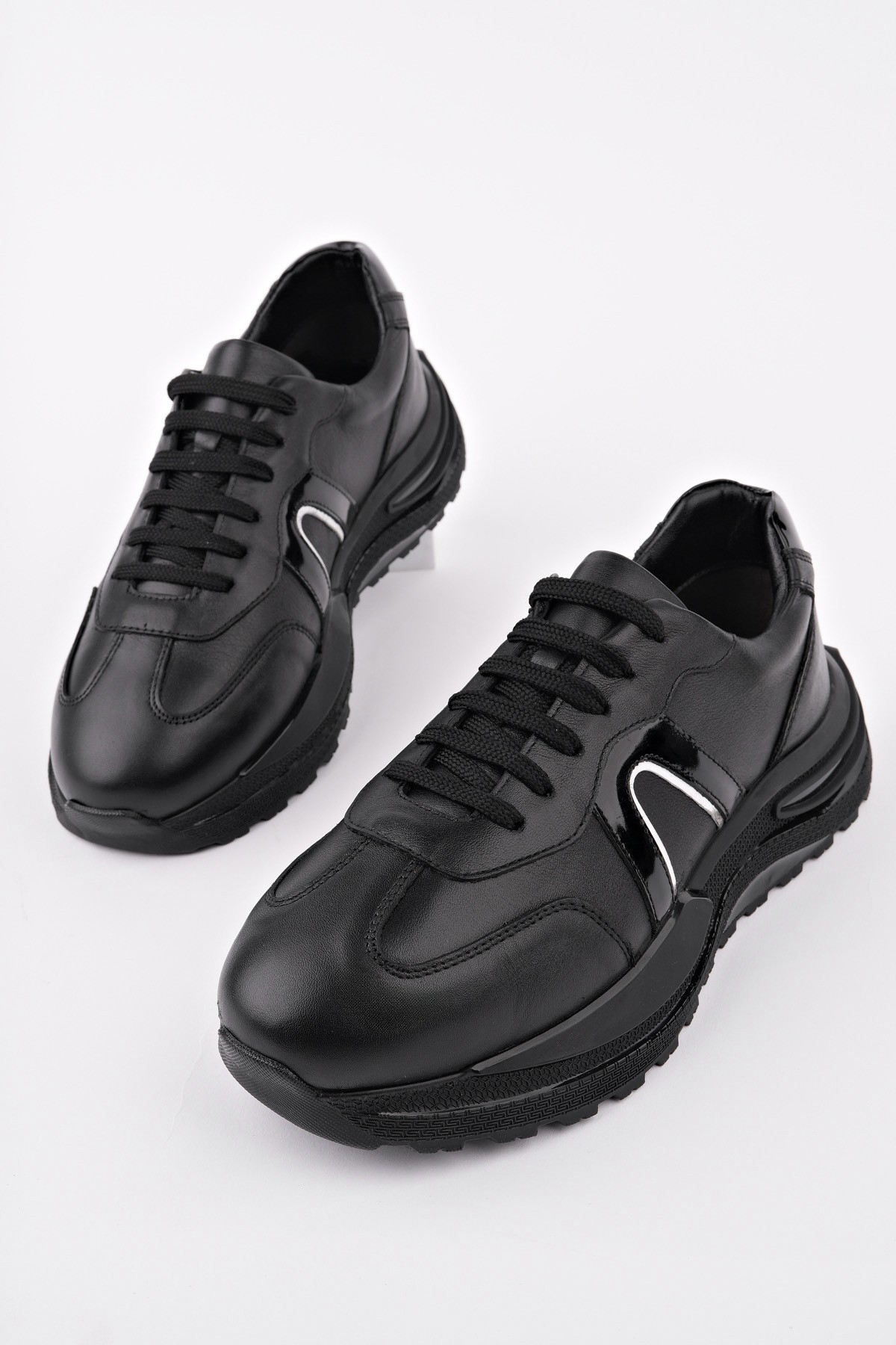 BRUNO Bağcıklı Hakiki Deri Kalın Taban Erkek Günlük Sneaker Spor Ayakkabı - Görsel 5