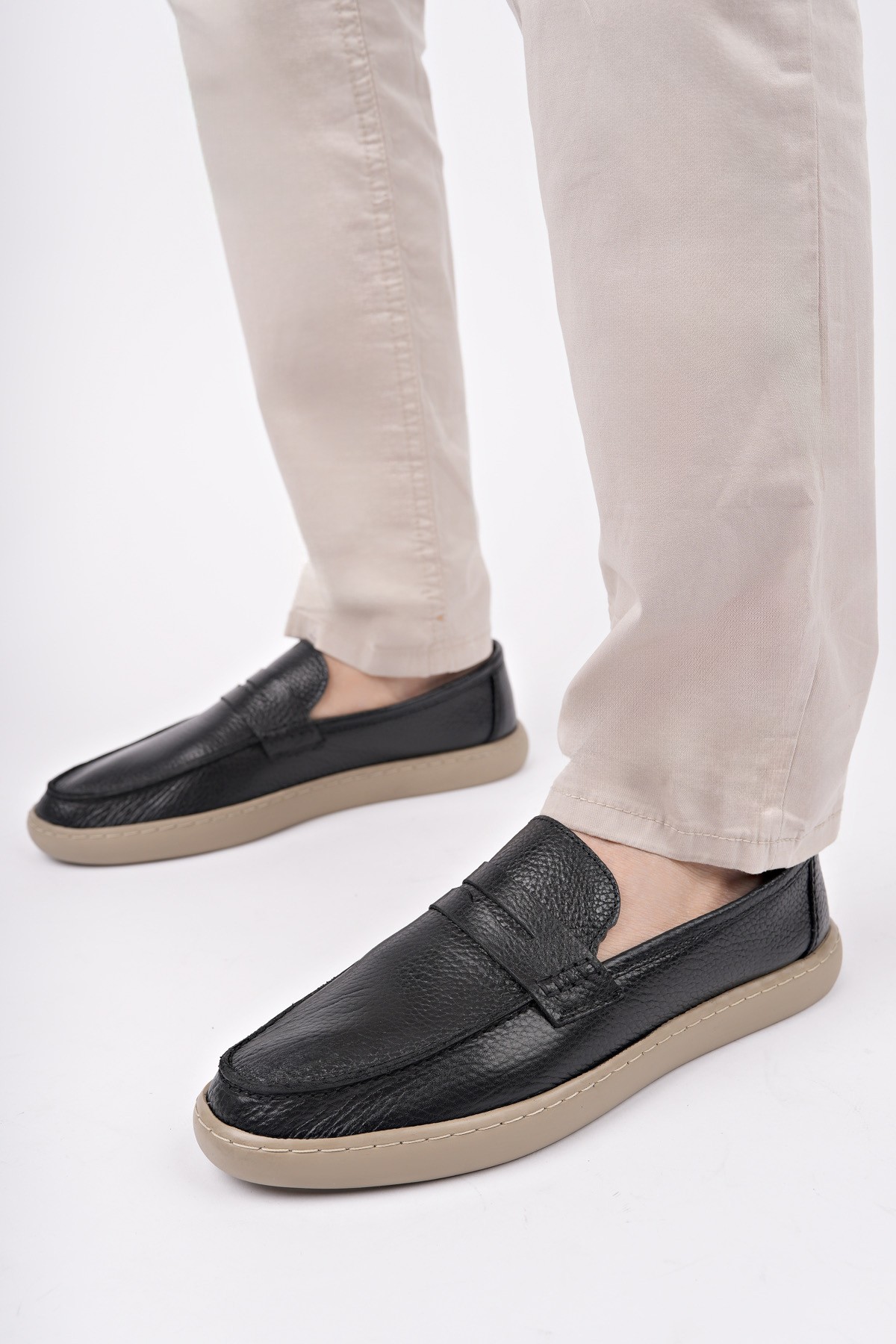 HARNAZ Bağcıksız Hakiki Deri Erkek Günlük Casual Ayakkabı - Görsel 2