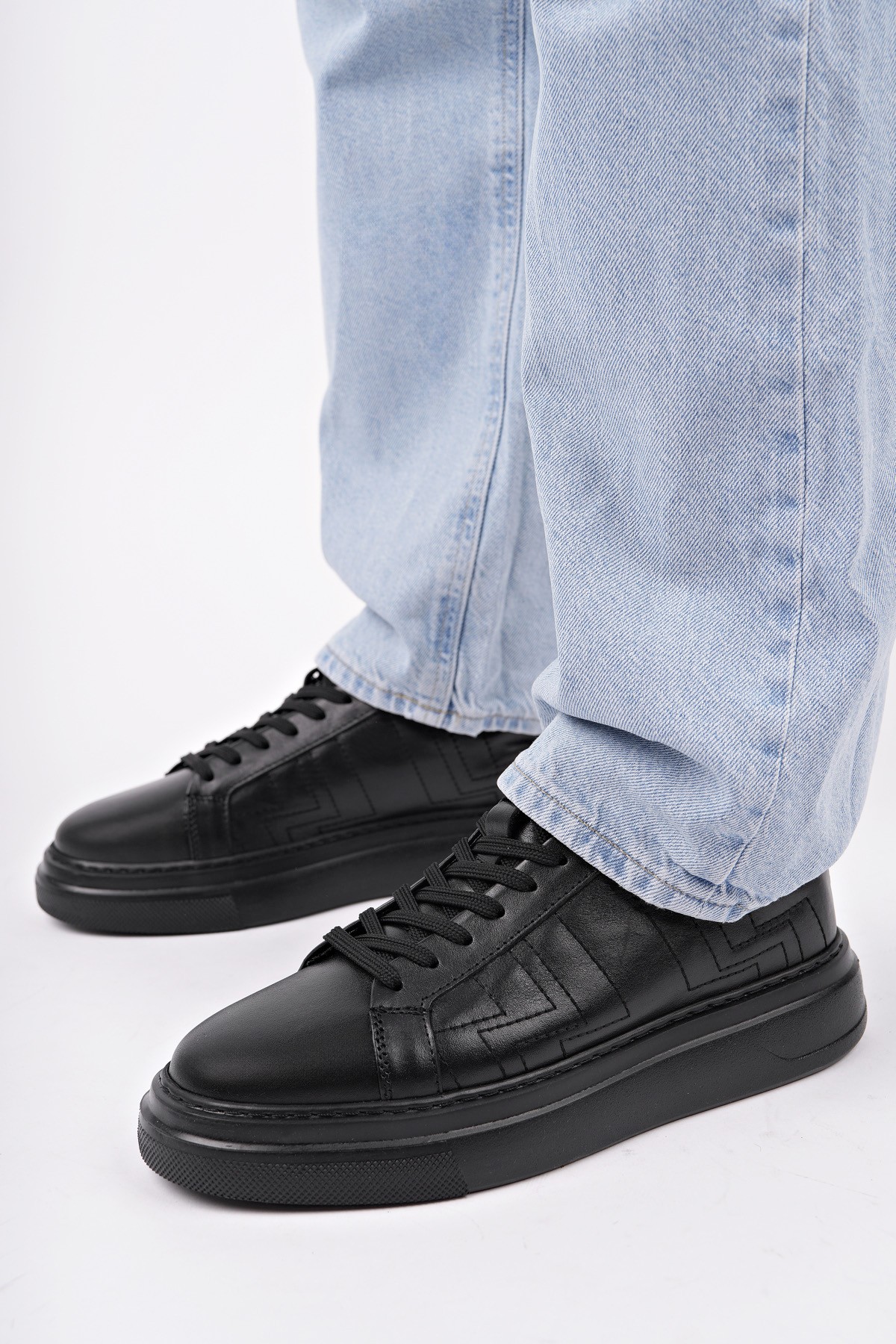 AGONY Kalın Taban Bağcıklı Hakiki Deri Erkek Günlük Sneaker Spor Ayakkabı - Görsel 2