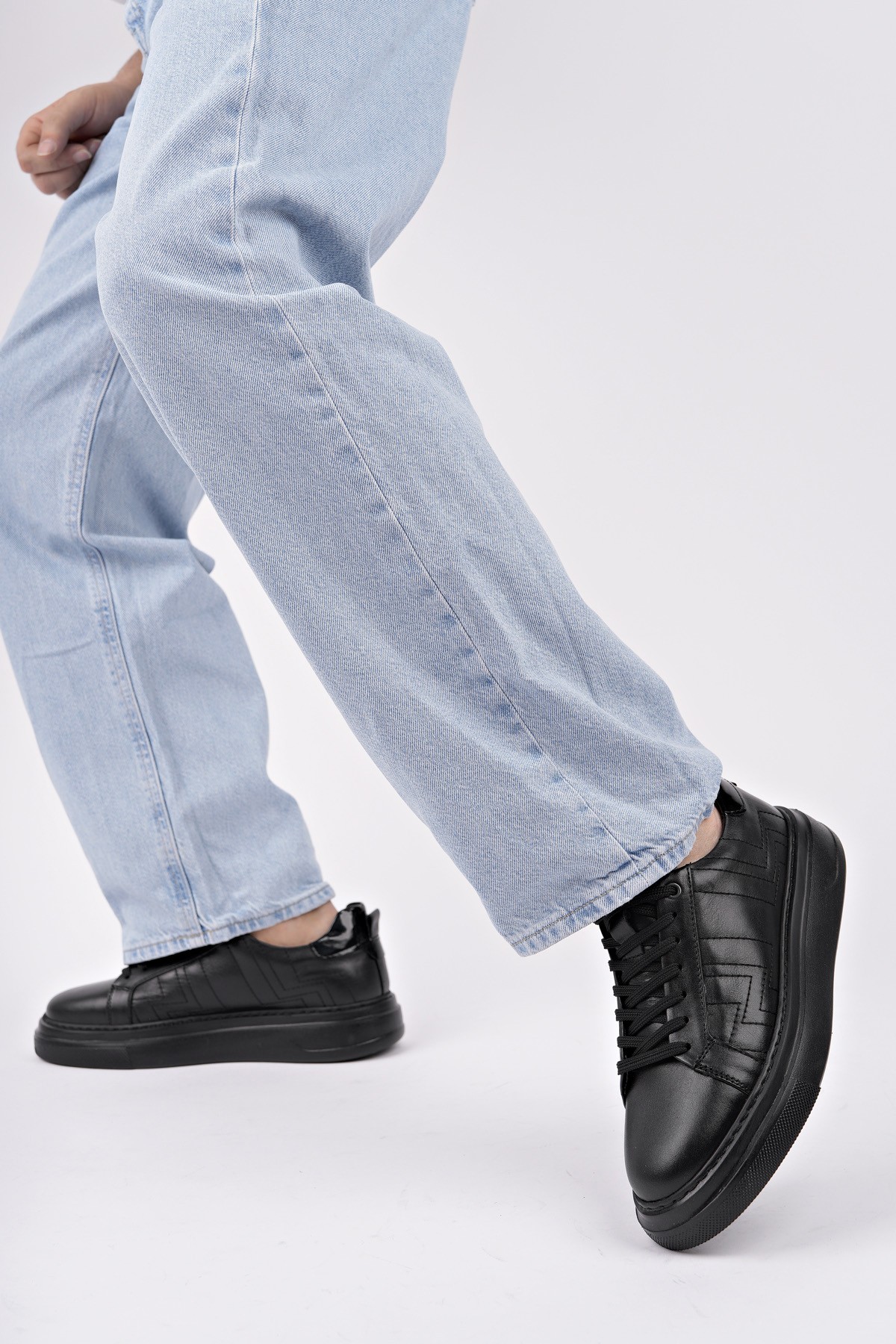 AGONY Kalın Taban Bağcıklı Hakiki Deri Erkek Günlük Sneaker Spor Ayakkabı - Görsel 3