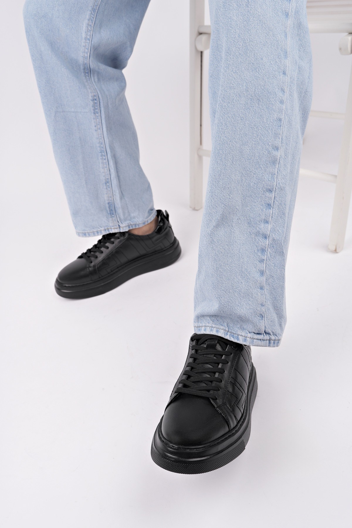 AGONY Kalın Taban Bağcıklı Hakiki Deri Erkek Günlük Sneaker Spor Ayakkabı - Görsel 6