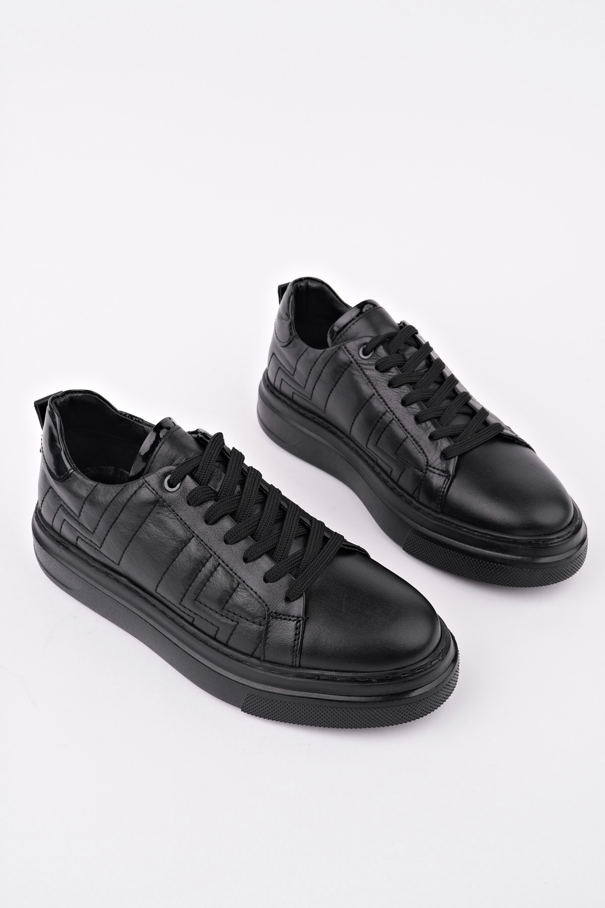 AGONY Kalın Taban Bağcıklı Hakiki Deri Erkek Günlük Sneaker Spor Ayakkabı - Görsel 8