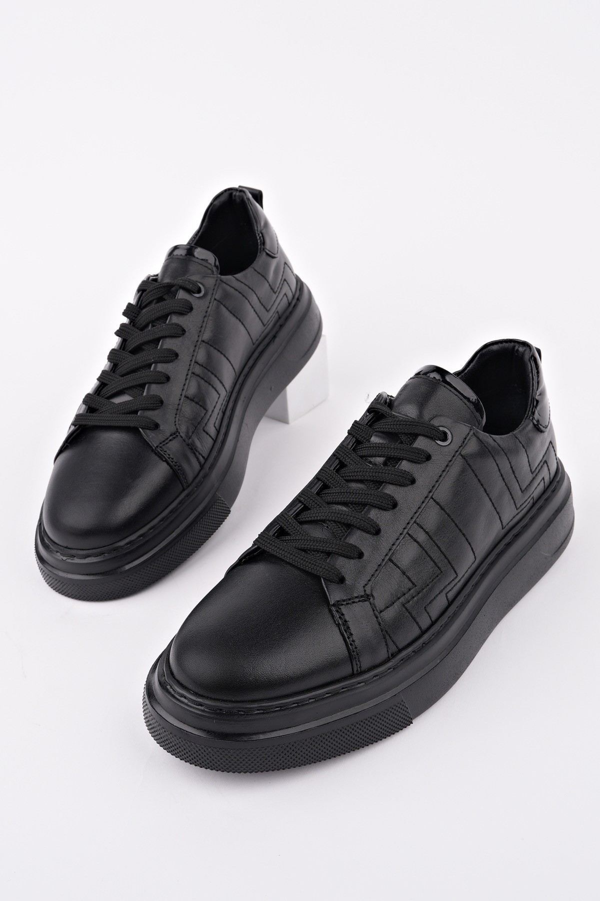 AGONY Kalın Taban Bağcıklı Hakiki Deri Erkek Günlük Sneaker Spor Ayakkabı - Görsel 9