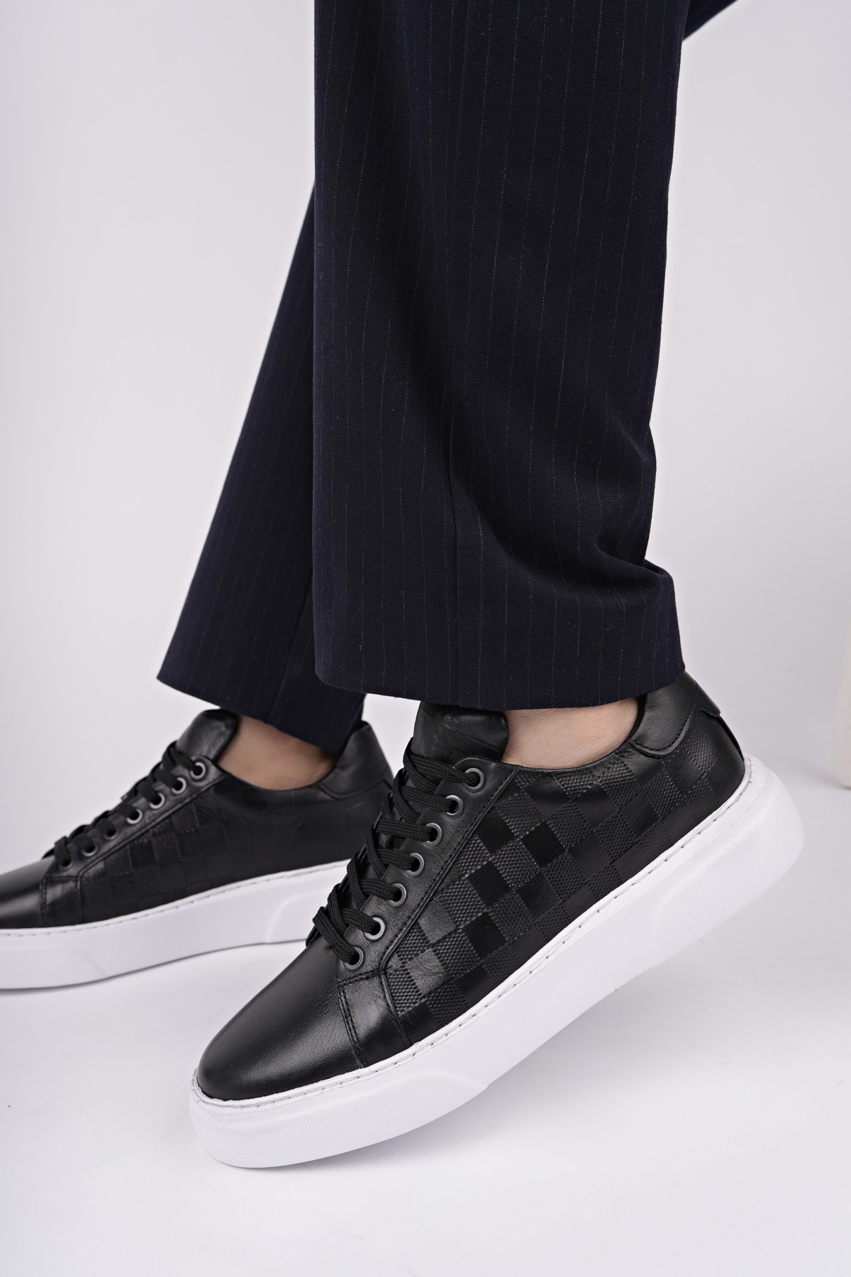 MORTA Kalın Taban Bağcıklı Hakiki Deri Erkek Günlük Sneaker Spor Ayakkabı - Görsel 6