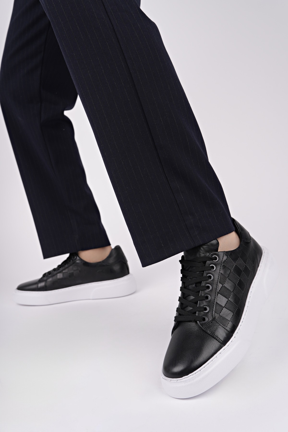 MORTA Kalın Taban Bağcıklı Hakiki Deri Erkek Günlük Sneaker Spor Ayakkabı - Görsel 8