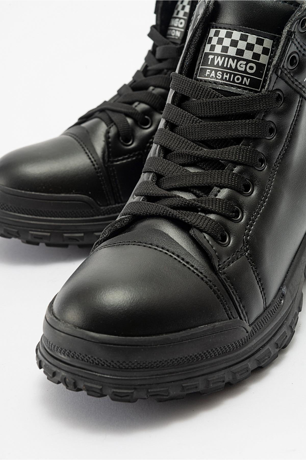 Kaydırmaz Kadın Bağcıklı Spor Bot SİYAH CİLT - Görsel 4