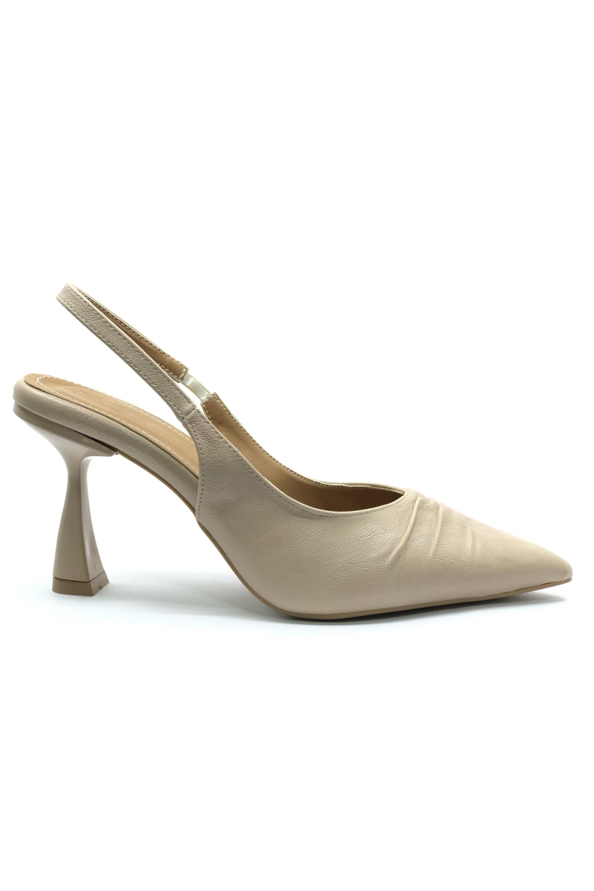 Kırışık Detaylı Arkası Açık Stiletto Kadın Topuklu Ayakkabı - Görsel 5