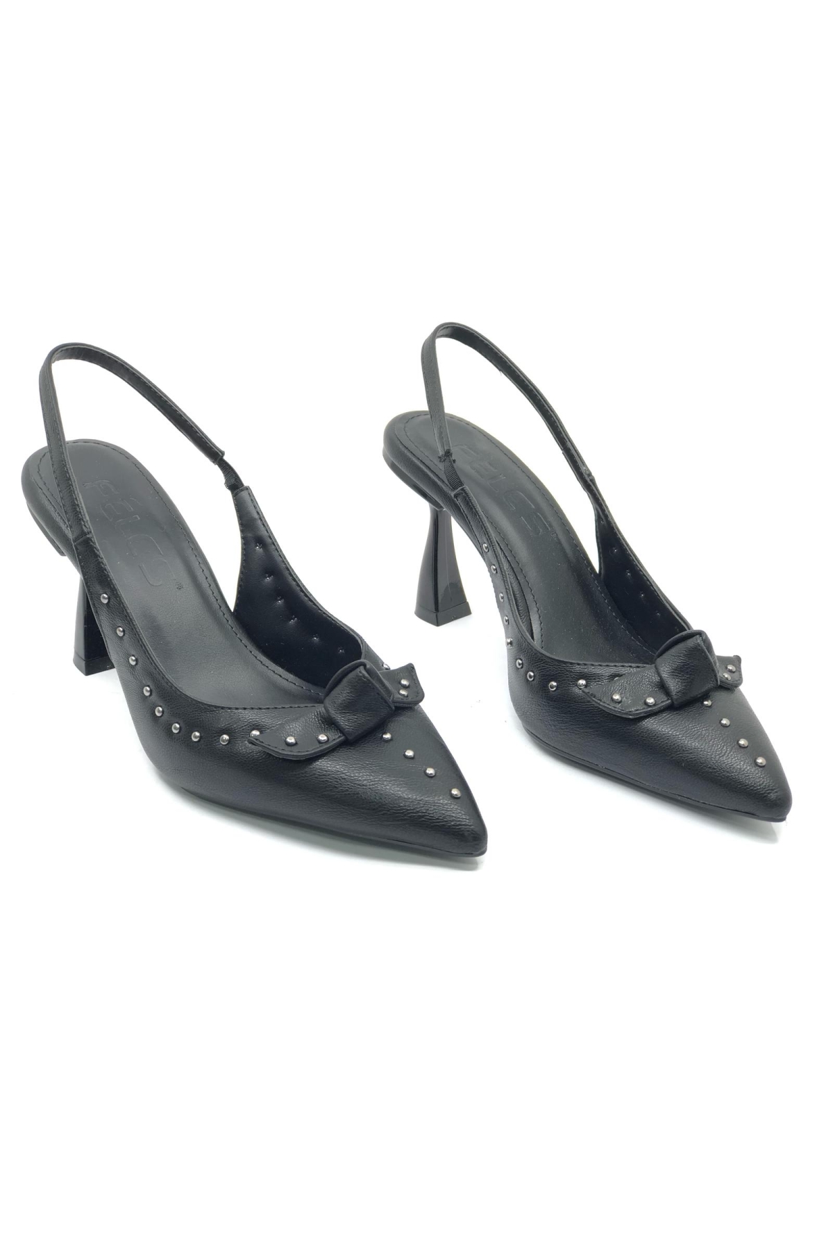 Zımba Kurdela Detaylı Arkası Açık Stiletto Kadın Topuklu Ayakkabı - Görsel 4