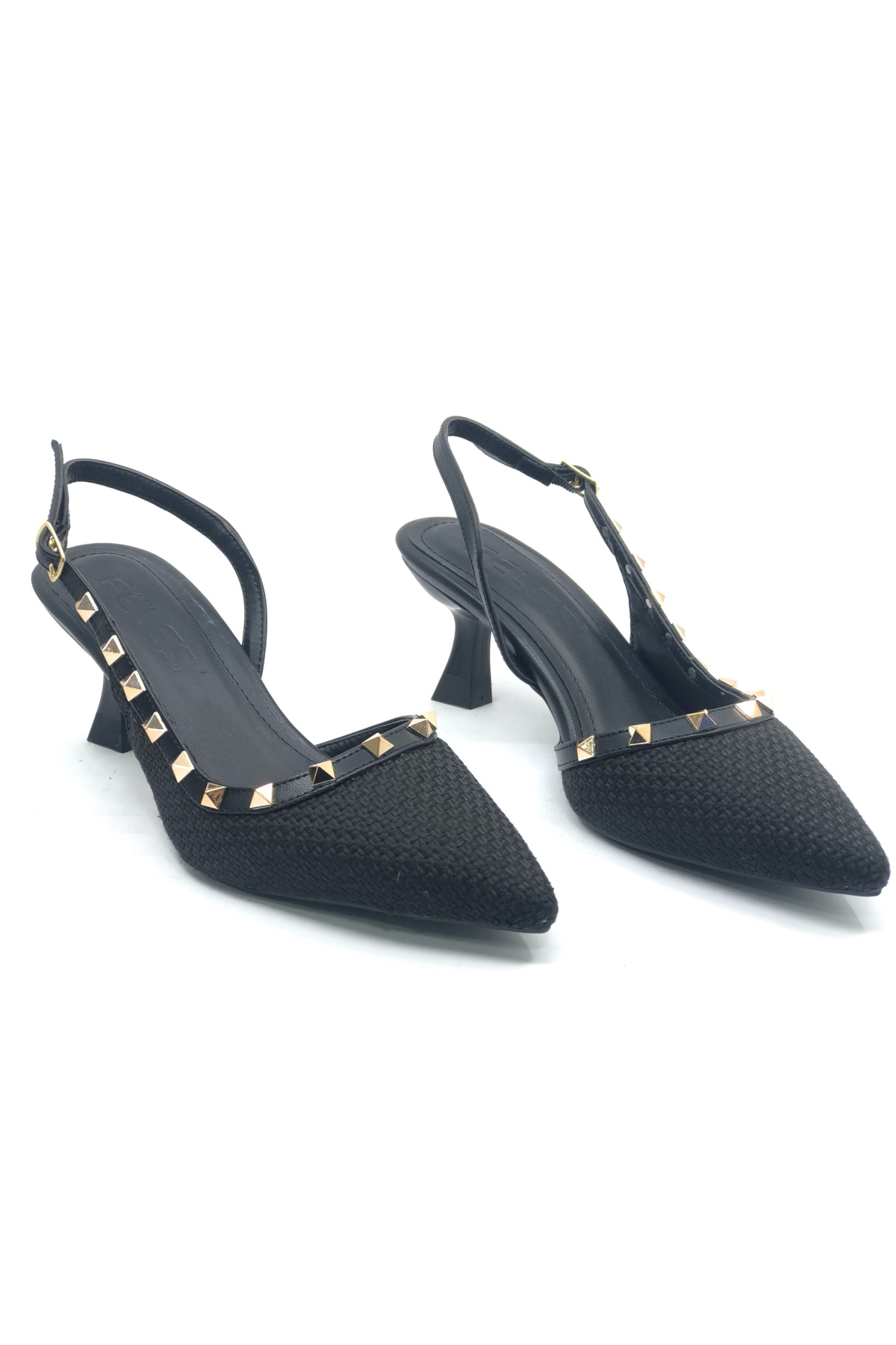 Hasır Zımba Detaylı Arkası Açık Stiletto Kadın Topuklu Ayakkabı - Görsel 3