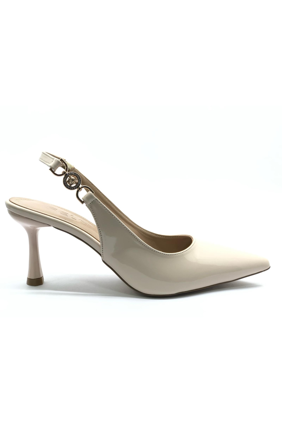 Yan Toka Detaylı Arkası Açık Stiletto Kadın Topuklu Ayakkabı - Görsel 2