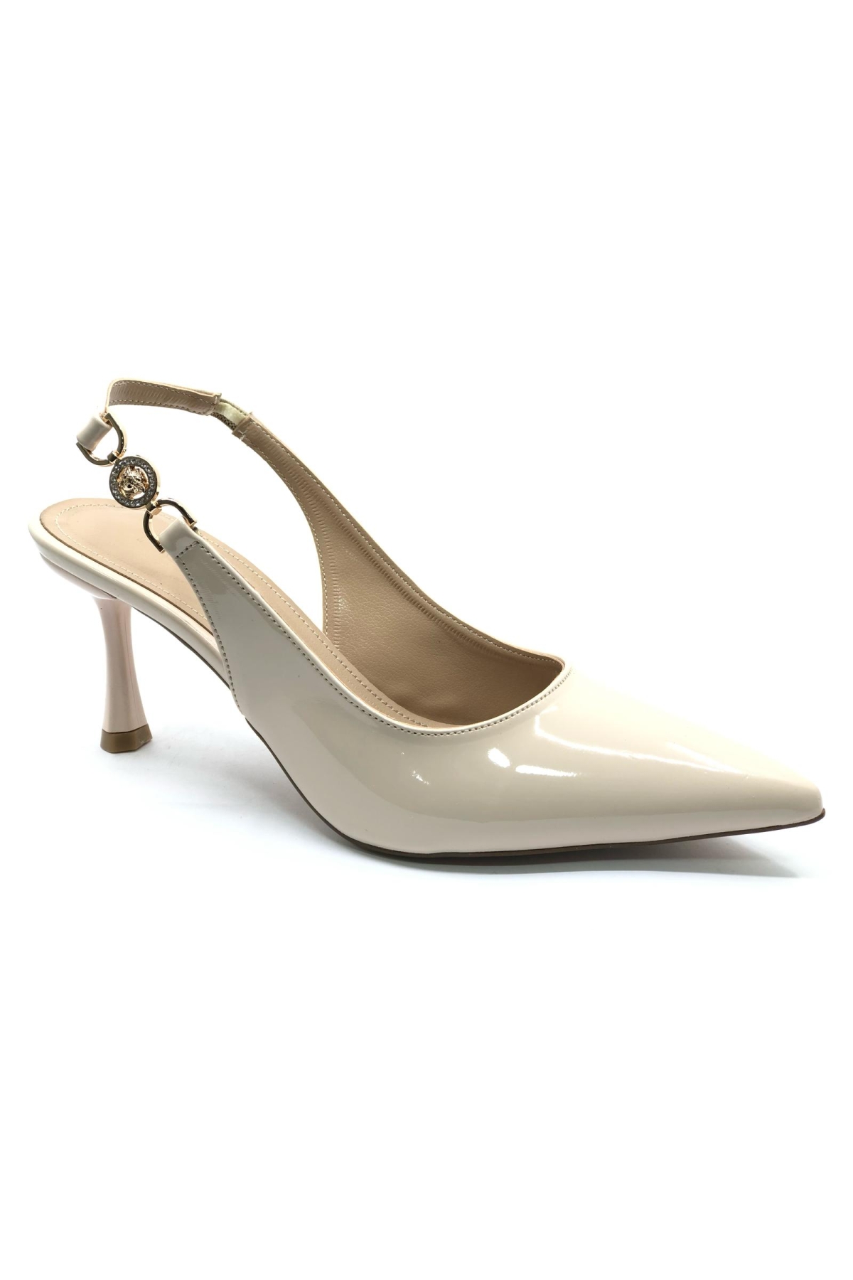 Yan Toka Detaylı Arkası Açık Stiletto Kadın Topuklu Ayakkabı - Görsel 5
