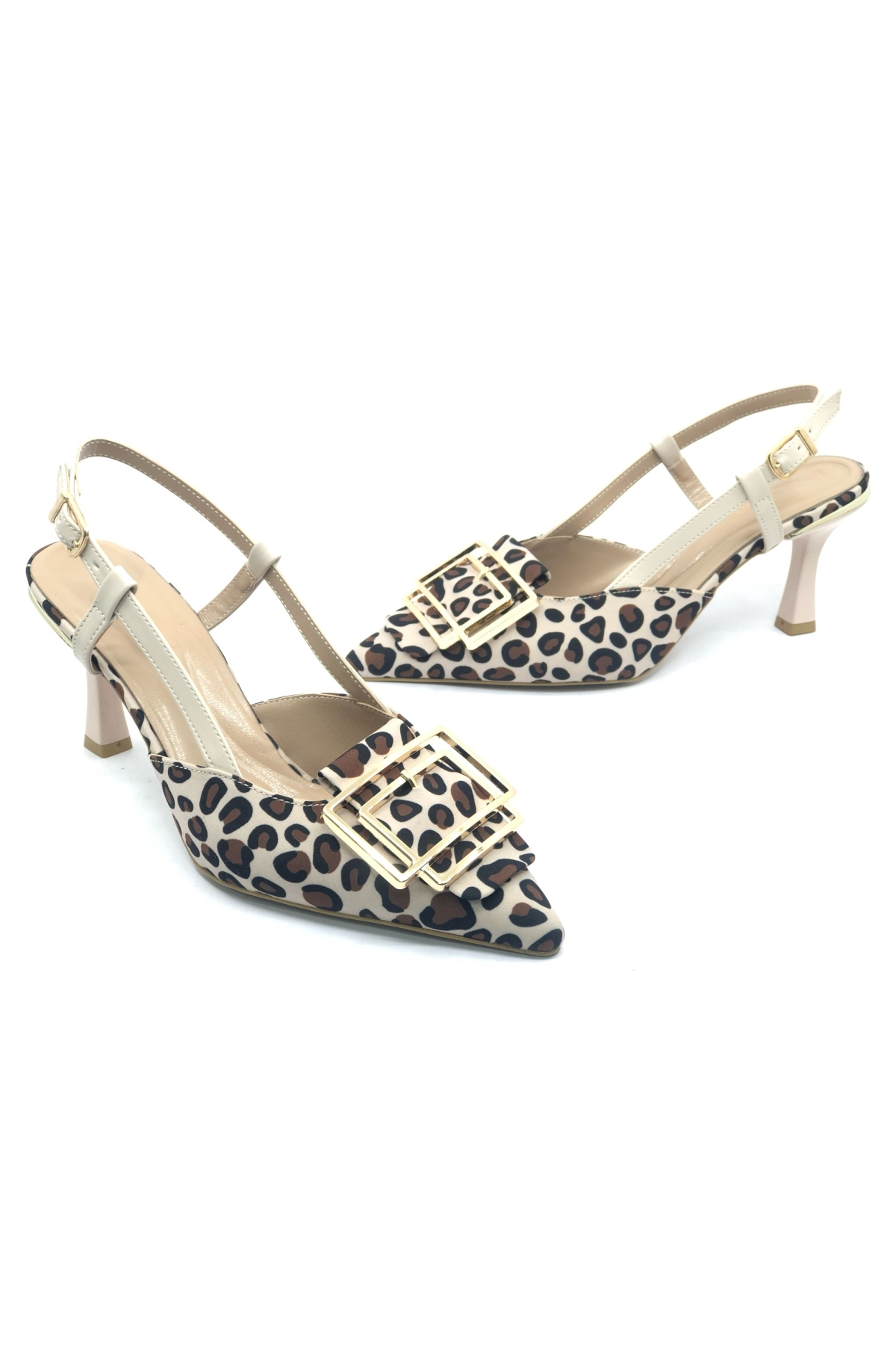 Önü Toka Detaylı Arkası Açık Stiletto Kadın Topuklu Ayakkabı - Görsel 3