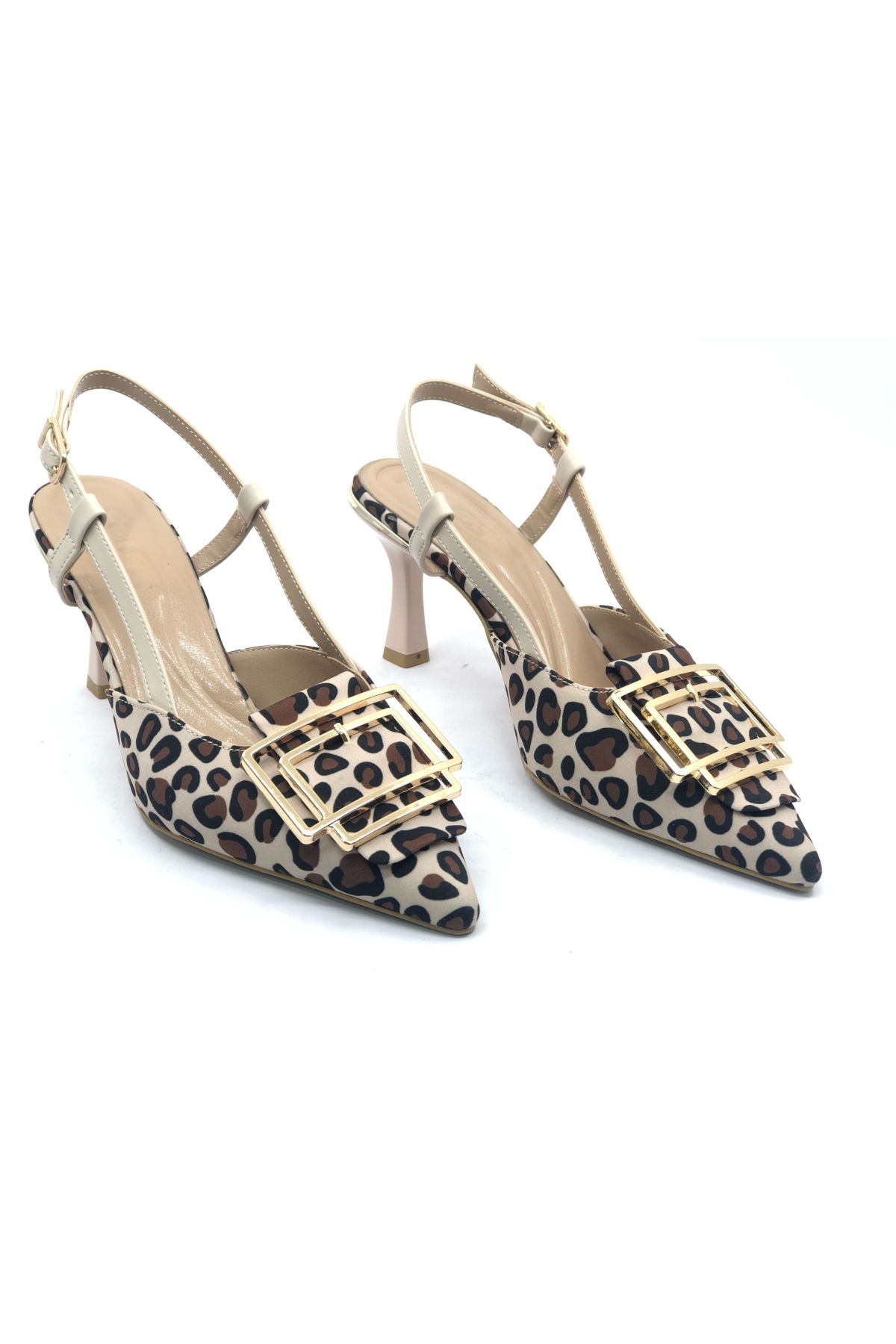 Önü Toka Detaylı Arkası Açık Stiletto Kadın Topuklu Ayakkabı - Görsel 4