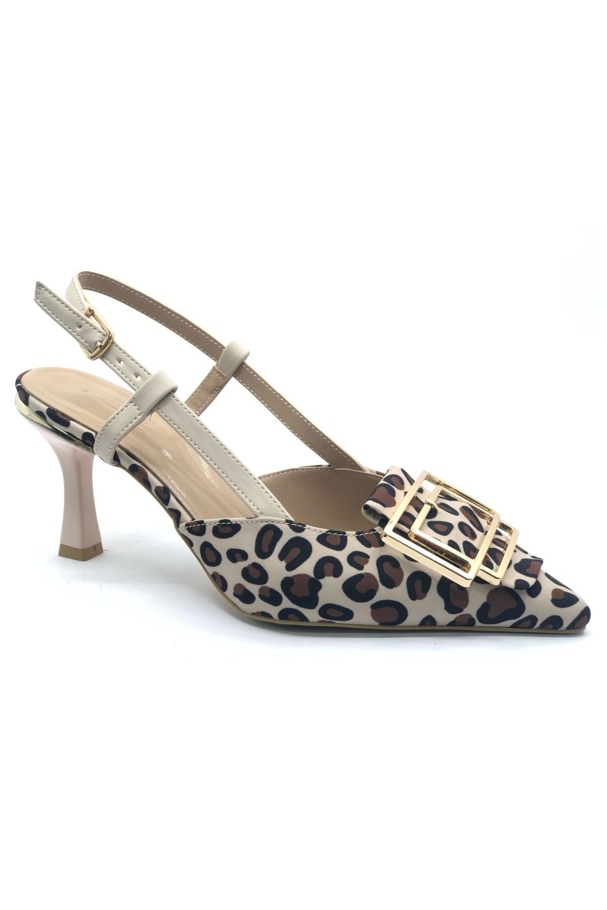 Önü Toka Detaylı Arkası Açık Stiletto Kadın Topuklu Ayakkabı - Görsel 5